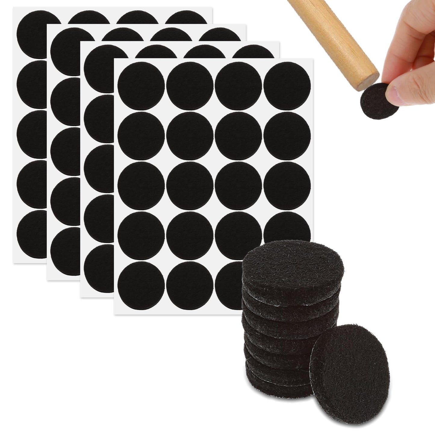 80PCS Furniture Pads Floor Protectors, Self Adhesive Felt Chair Leg Protectors Thick Felt Furniture Feet Pads for Sofa Chair Table Wardrobe Feet and Floor (Black)