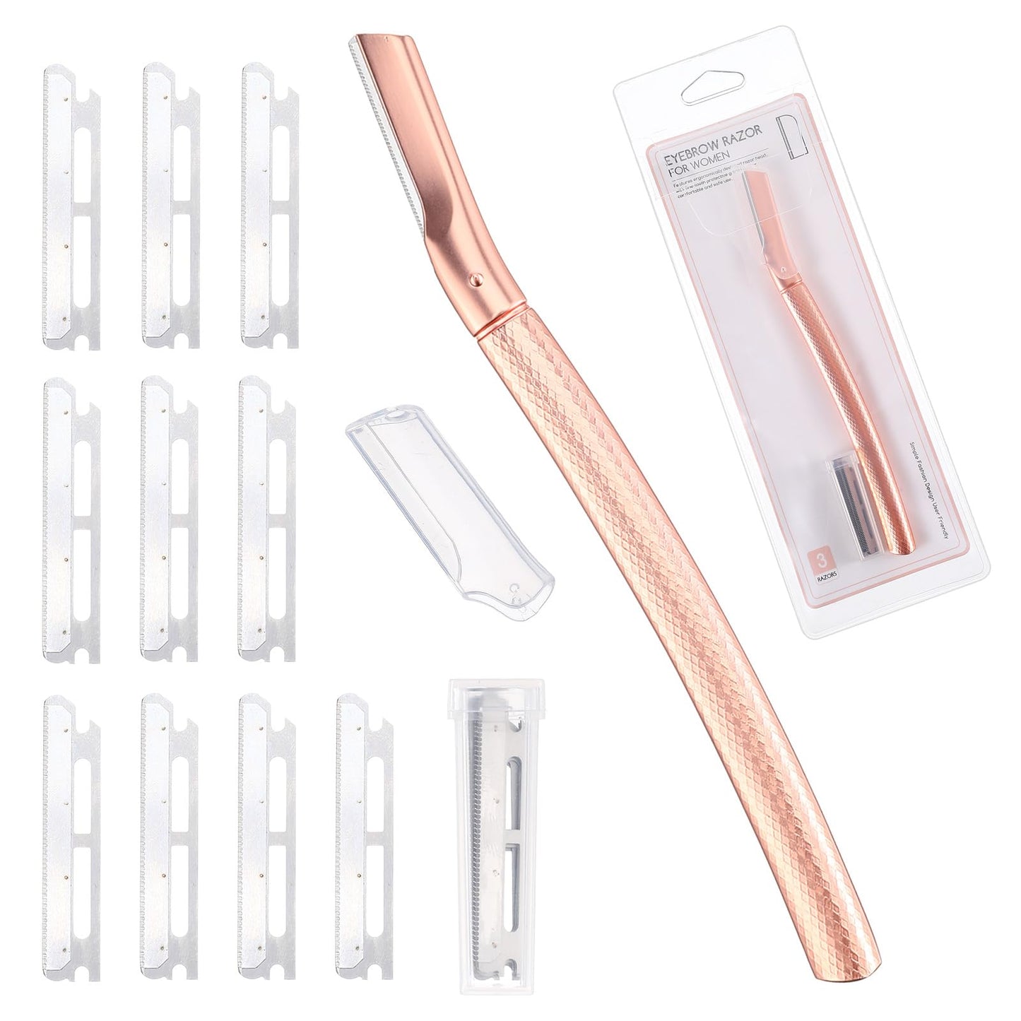 Womens Face Razor Peach Fuzz, Facial Razors with Dust Cover, Eyebrow Razor for Women with 12 Refill Blades, Eye Brow Razors for Women, for Eyebrows, Facial Hair, Peach Fuzz And Dead Skin Cells