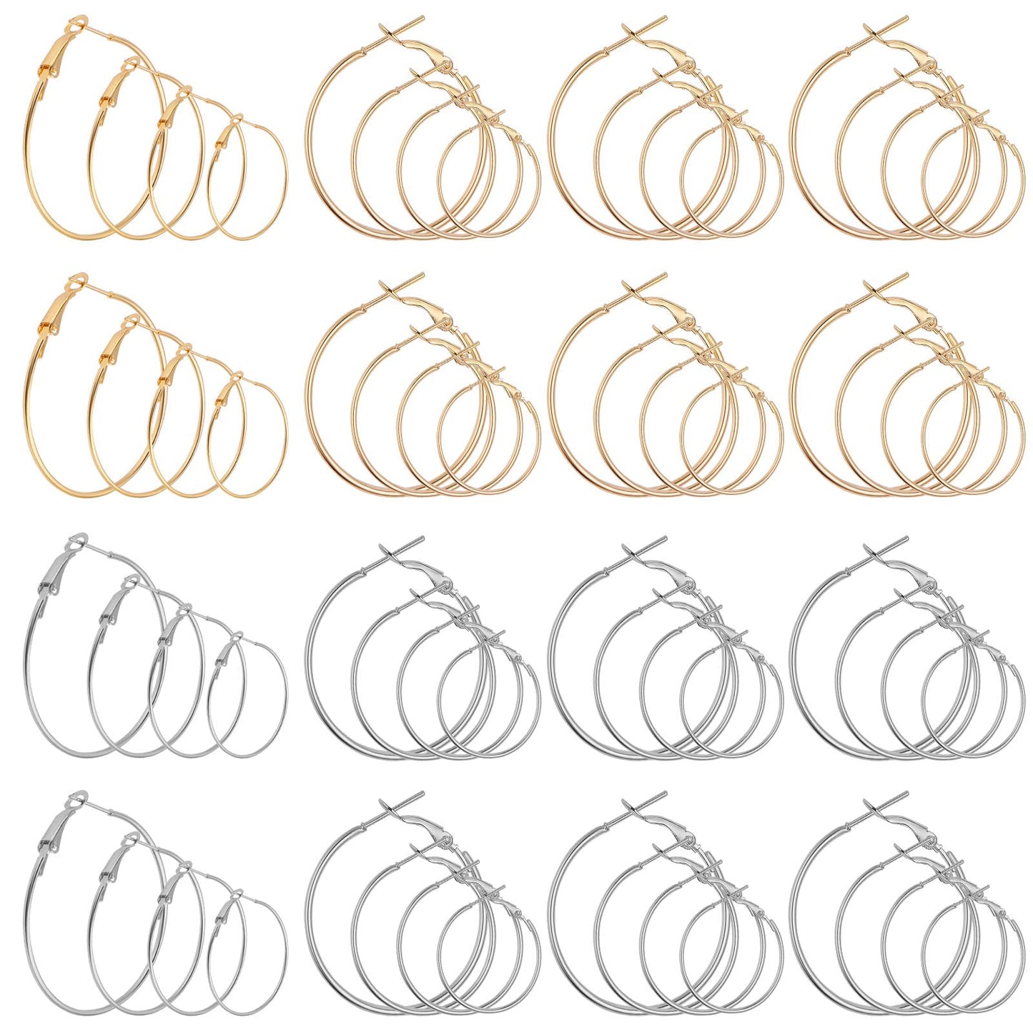 Yolev 96Pcs Earring Hoops for Jewelry Making Open Beading Silver Gold Earring Hoops Round Hoop Earrings for Jewelry Making DIY Crafts 20mm 25mm 30mm 40mm