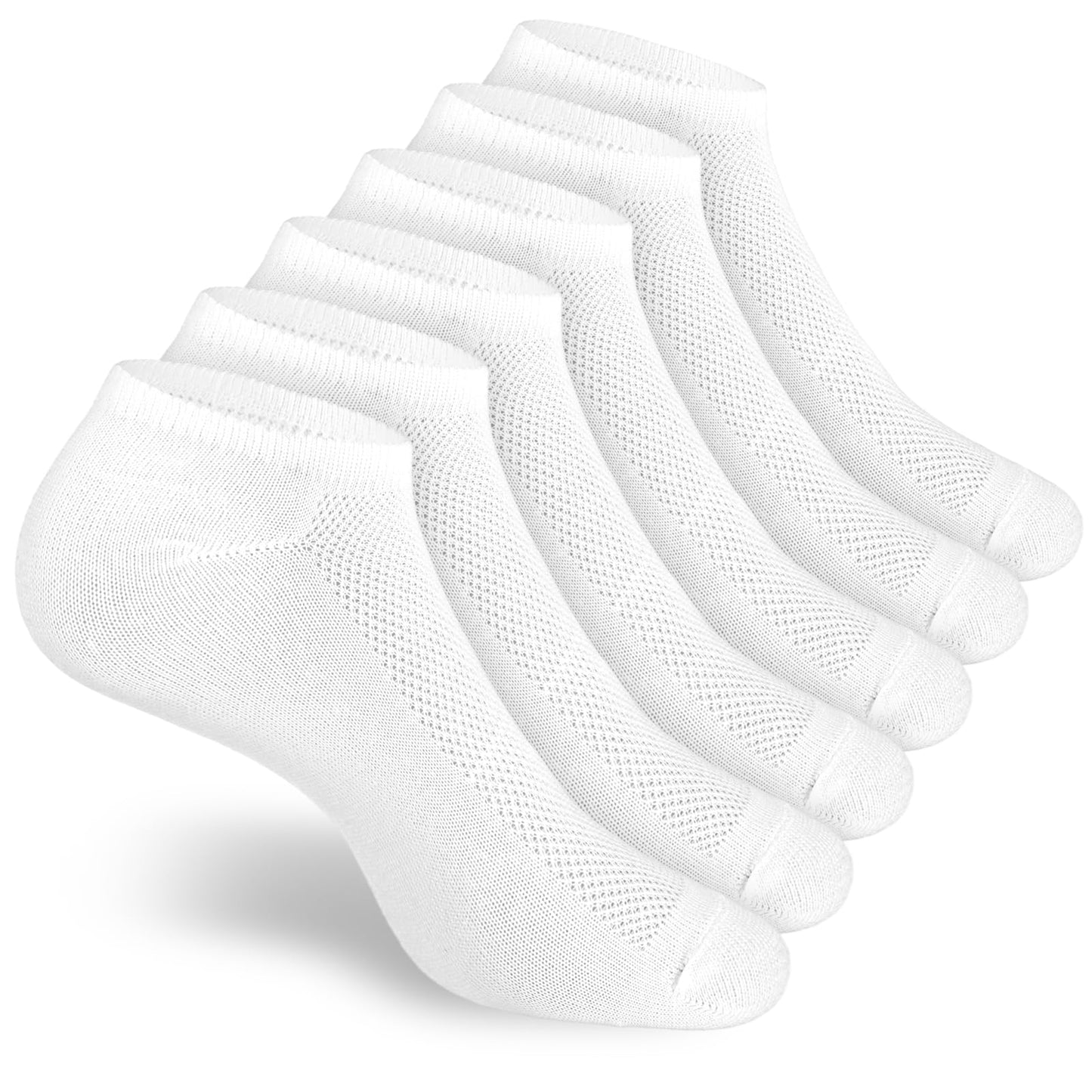 Telooco Mens No Show Trainer Socks 6 Pairs Low Cut Ankle Socks White Breathable Sports Socks for Athletic Wear Workout Mens Trainer Socks Size 7-10