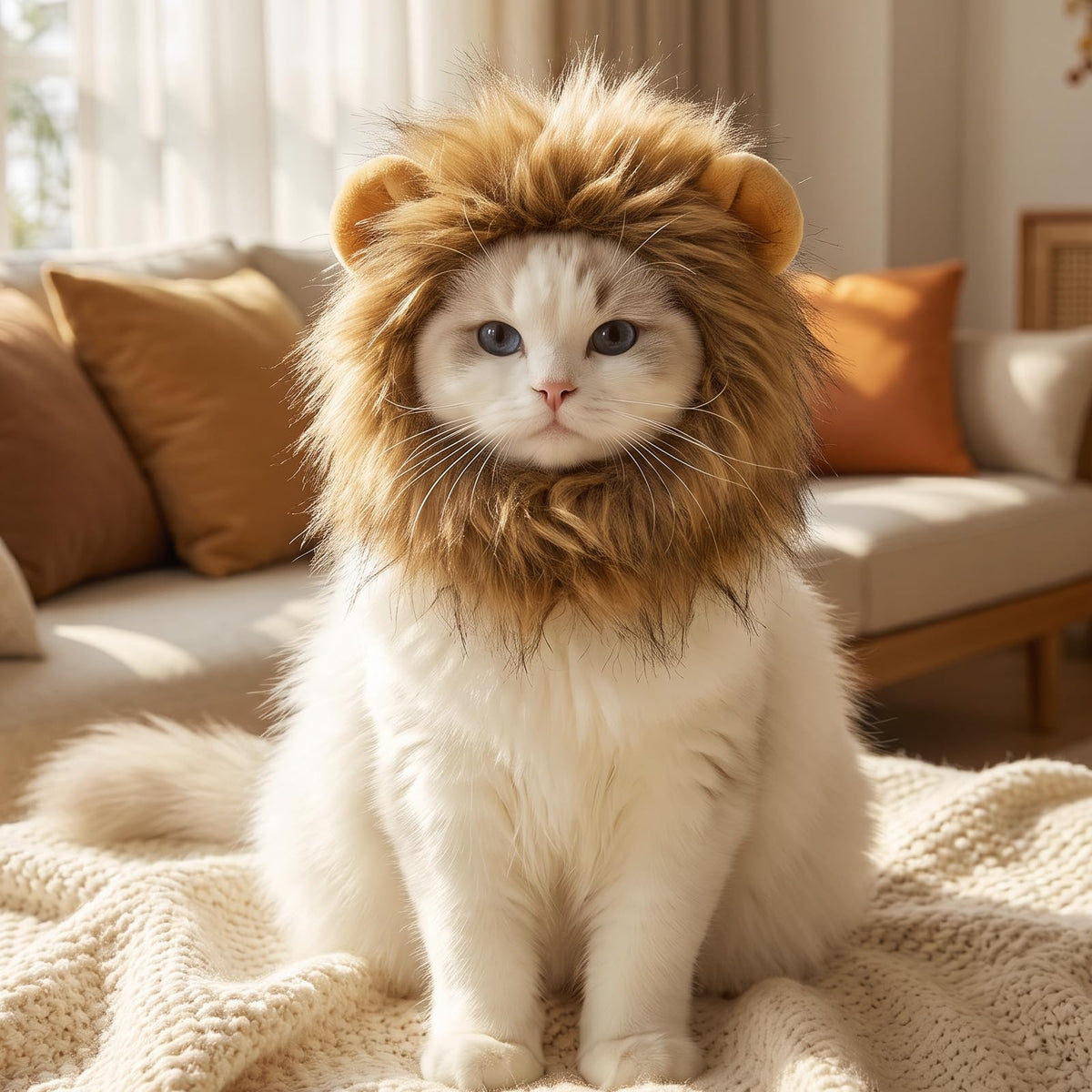 Lion Mane Wig for Cats- Funny Pet Cat Halloween Costumes Adjustable