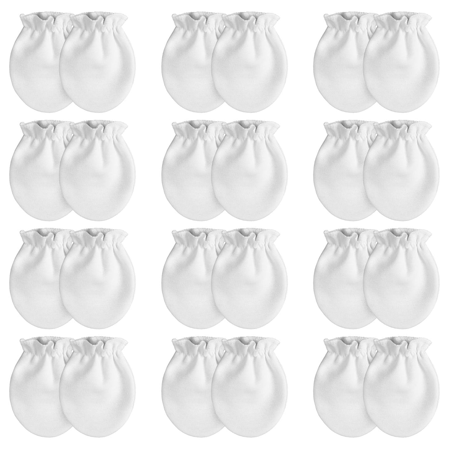 Fiyooau 12 Pairs White Newborn Baby Mittens No Scratch Infant Mittens with Elastic Wrist Cotton Baby Gloves for 0-6 Months Boys Girls