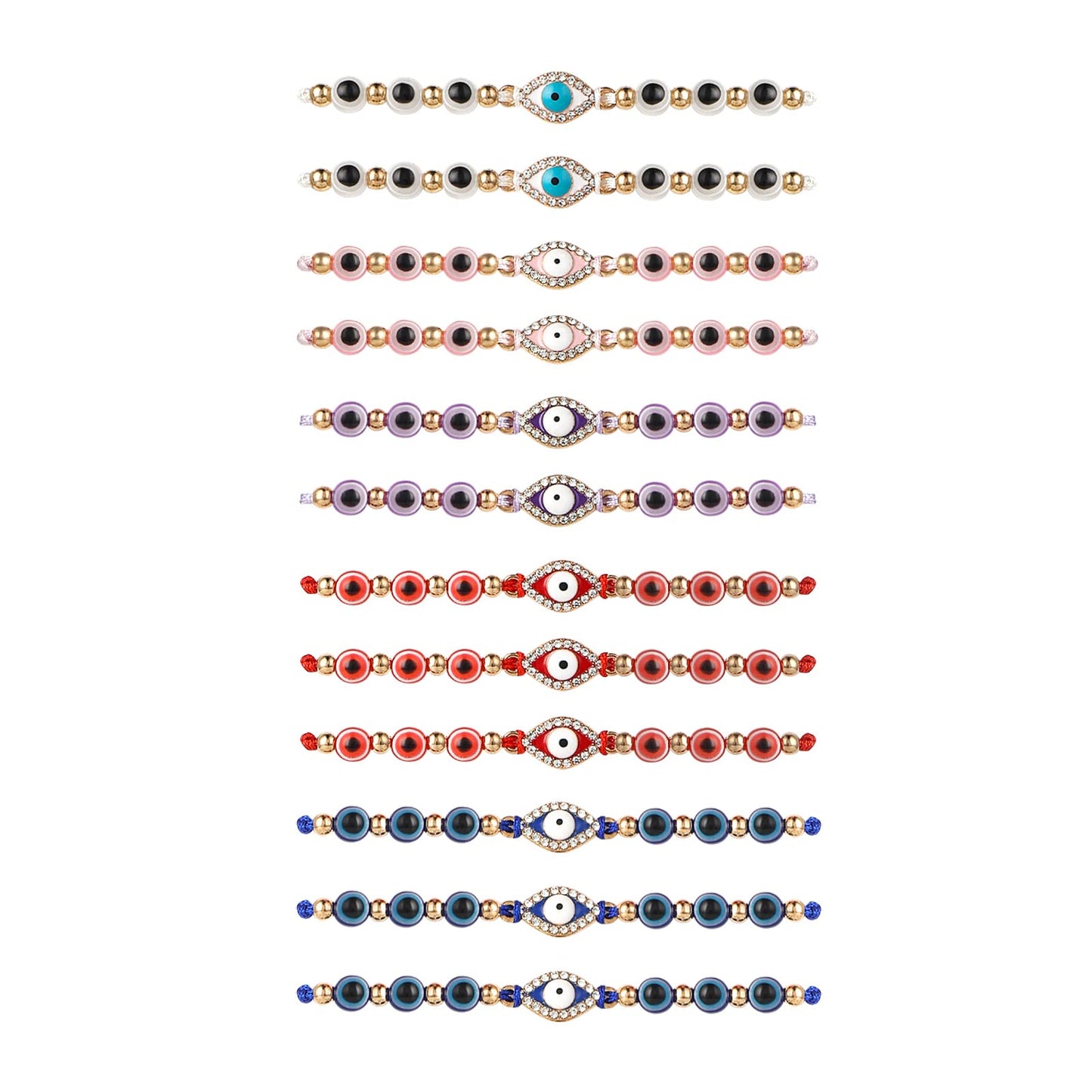 Yolev 12 Pcs Evil Eye Bracelets Set Mexican bracelets mal de Ojo Bracelets Protection Anklet Eye Jewelry Gift for Women Girls