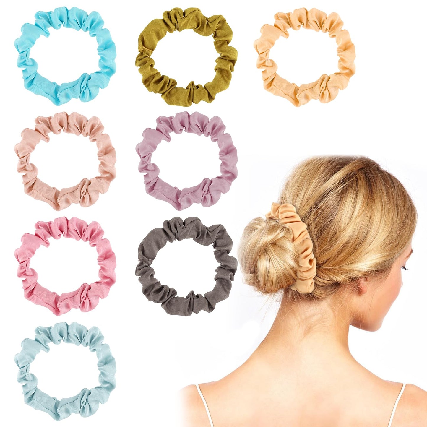 8 Pcs Satin Scrunchies for Women Silk Scrunchie Sleepy Tie Hair Bands Accessories Hair Scarf Hair Ribbon Scrunchie Ponytail Holder Velvet Hair Tie Scrunchies for Thick Hair