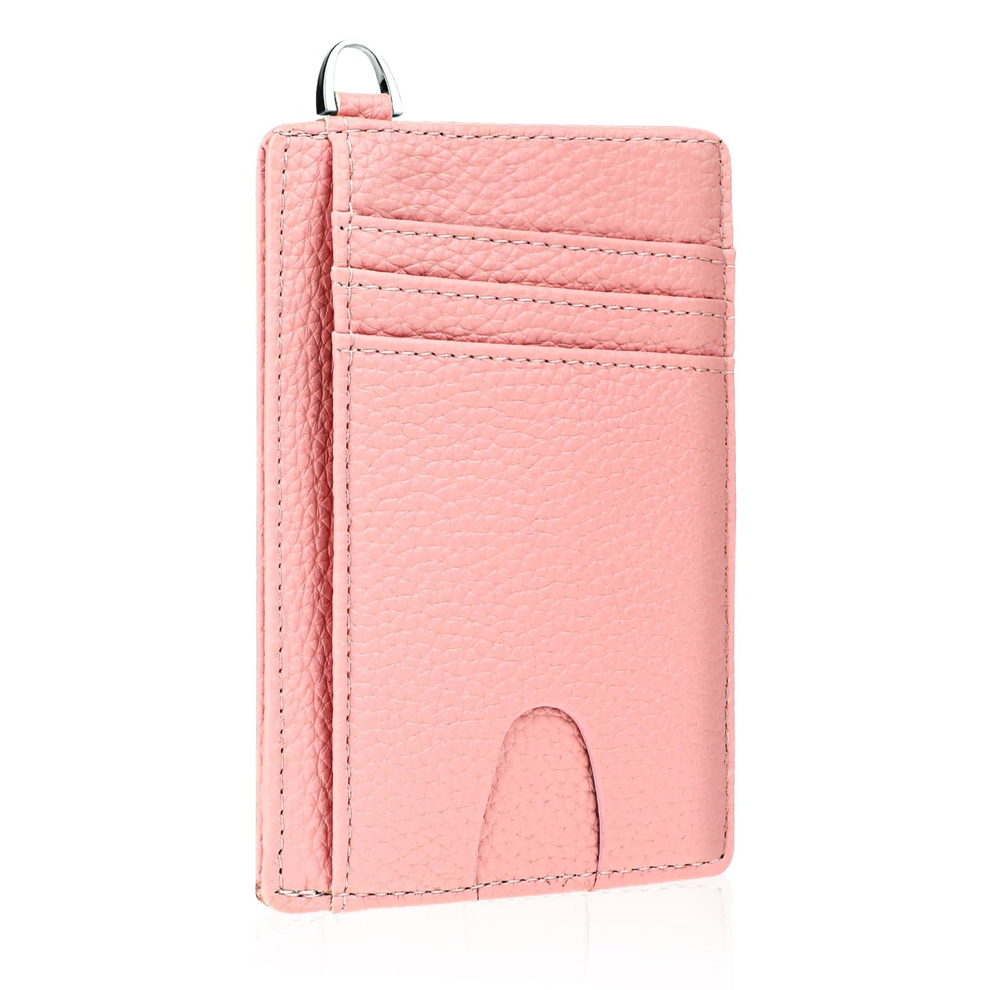 Lusofie Wallet for Women Slim Minimalist, PU Leather Card Holder RFID Blocking Credit Pocket Wallet with ID Window(Pink)