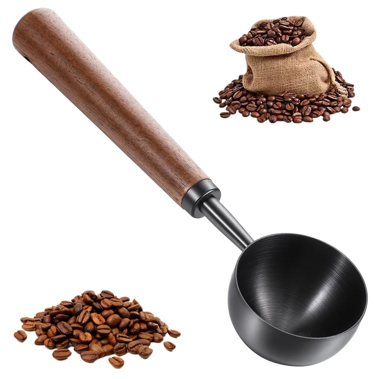 Vintage Coffee Measuring Spoon - 10g Capacity Stainless Steel Coffee Scoop with Walnut Handle - Kitchen Utensil for Scooping, Measuring and Serving Coffees, Tea, and More
