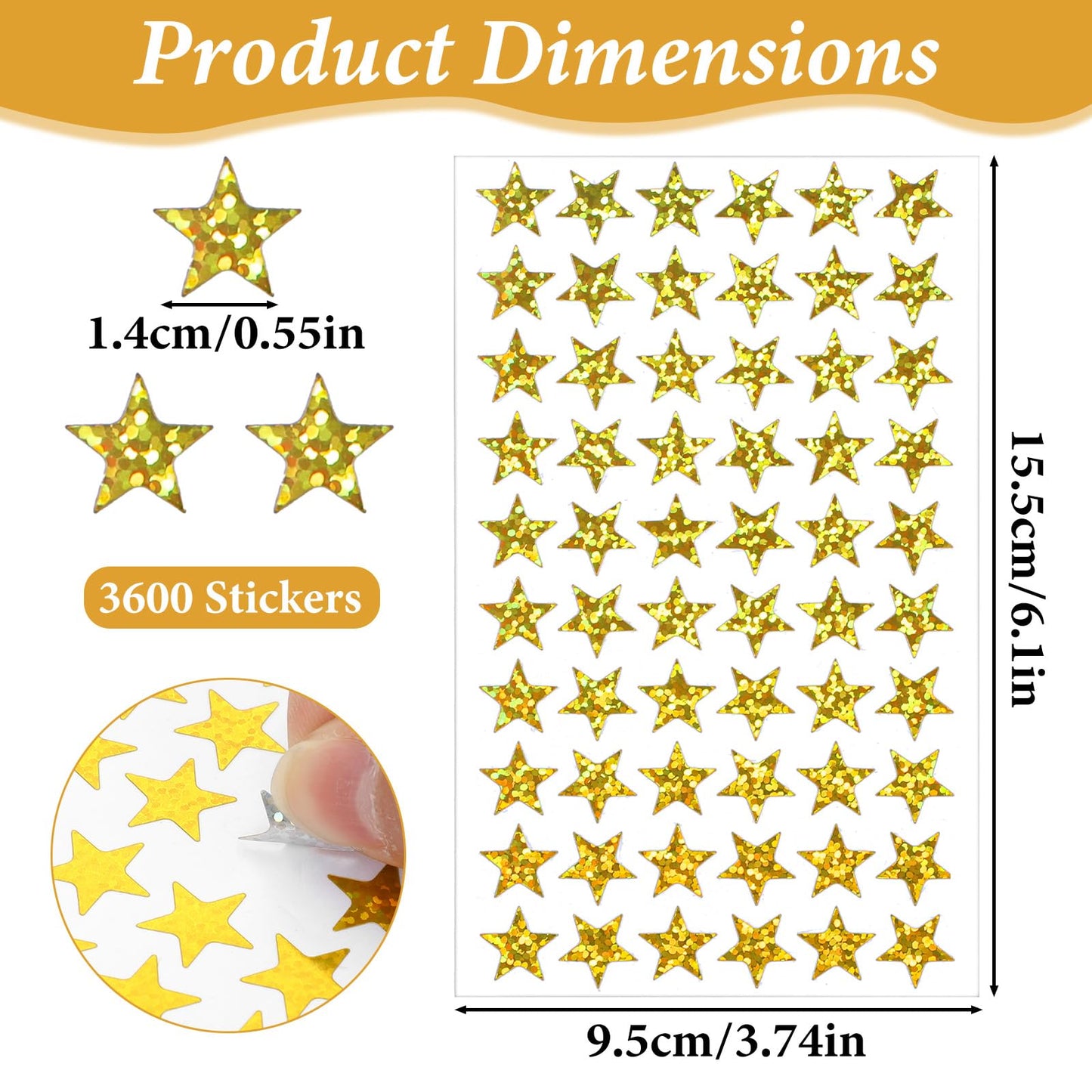 3600 Pcs Small Gold Star Stickers - 60 Sheets Holographic Foil Star Stickers - Mini Gold Stars Sticker for Christmas, Planner, Behavior Chart, Envelopes, Daily Planning, Crafts and House Decoration