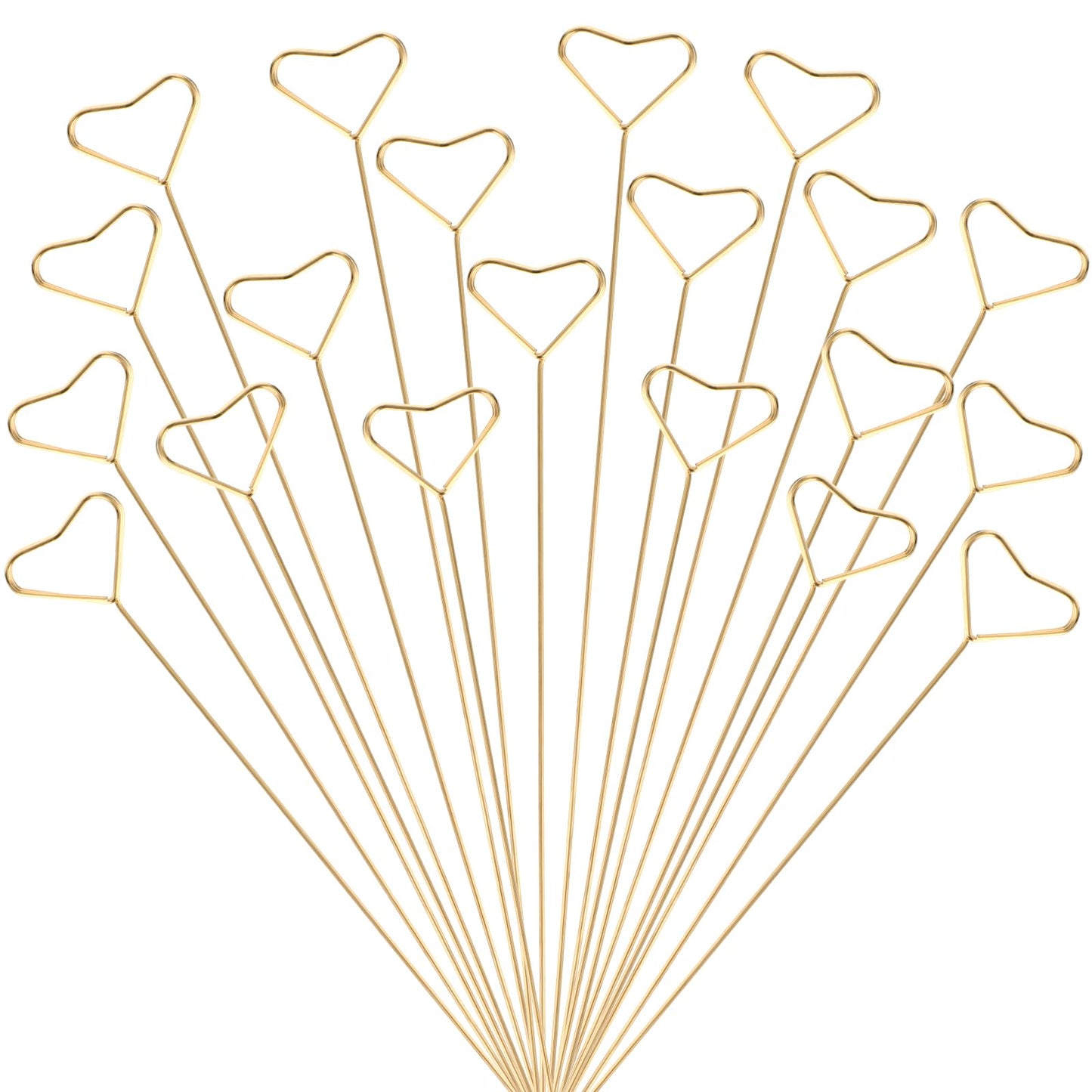 Lusofie 20Pcs Flower Stem Holder Gold Heart Shaped Floral Card Holder Picks Stick Table Card Holders Suitable for Wedding Party Bouquet Decorations