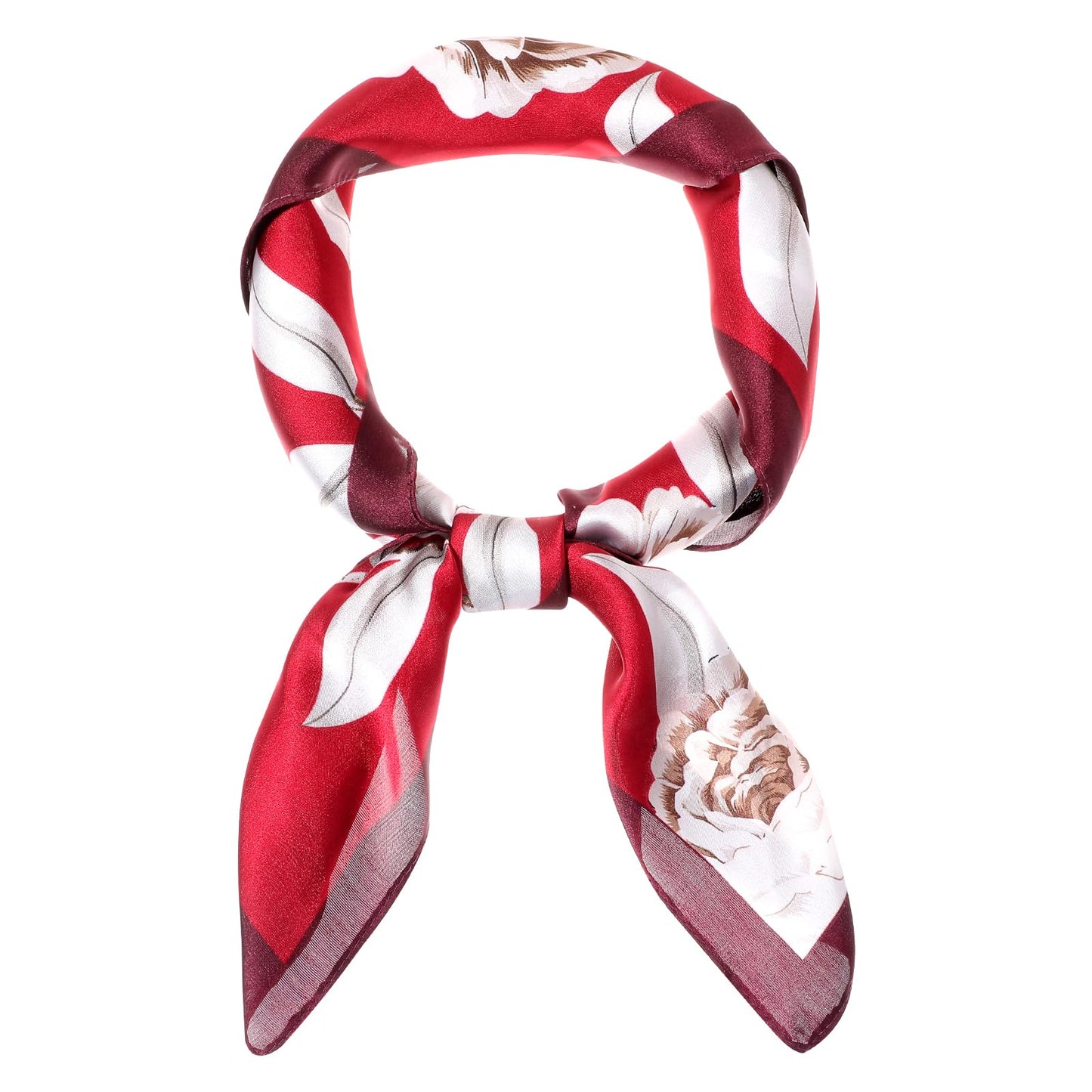 Lusofie satin scarf for hair,27.5inch silk bandanas for women square Lightweight flower handkerchief,scarves,Handbags Scarf(Red)