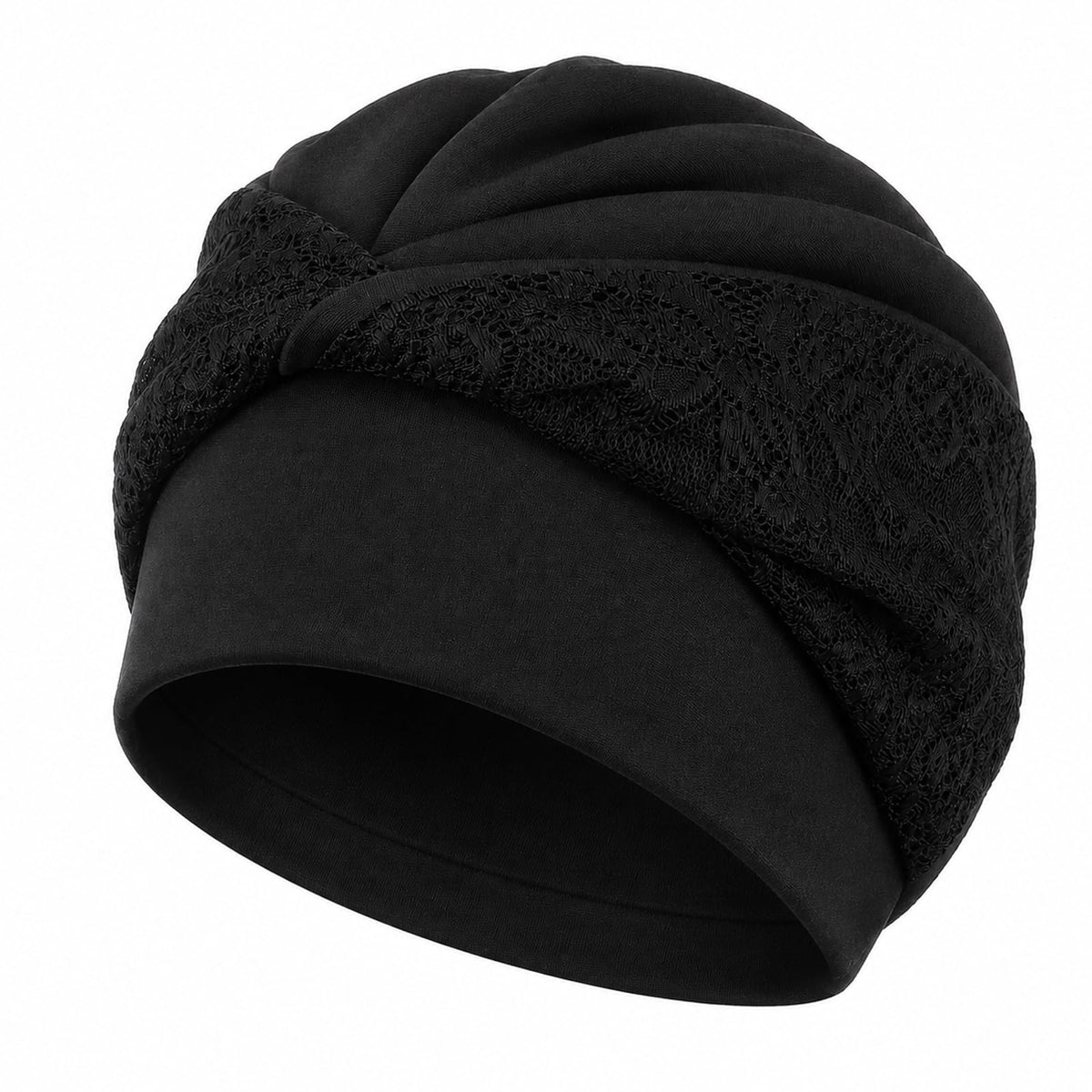 Women Chemo Headwear Knot Beanies with Elastic Turban Black Head Scarf