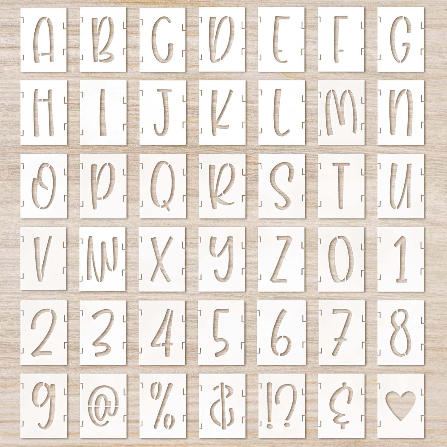 Letter Stencils 1 Inch Cursive Stencil Letters Number Template 42 Pcs Letter Stencils for Crafts Reusable Stencils for Painting Chalkboard Wood Signs Wall Art