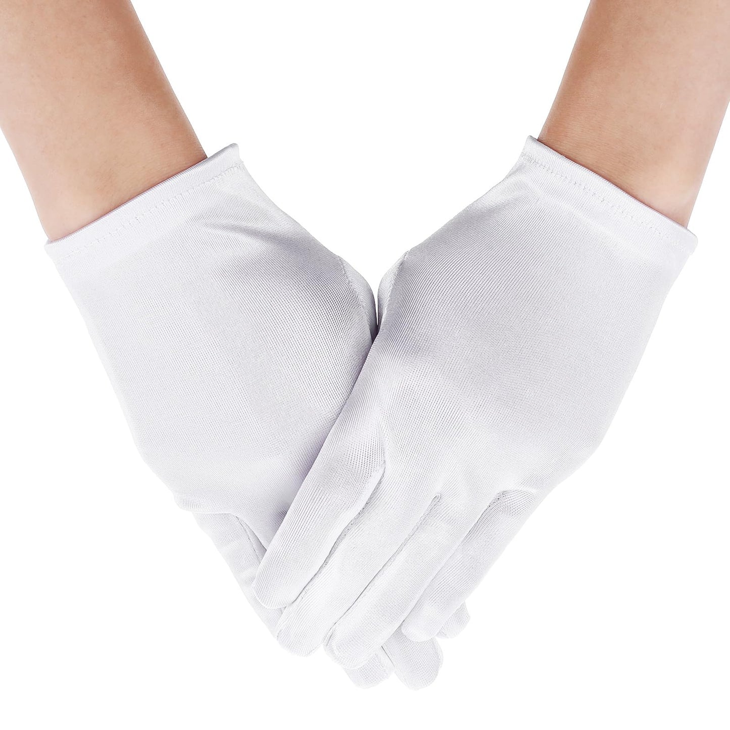 Girls White Satin Gloves, Princess Dress Gloves for Holiday, Wedding and Pageant, Wrist Length, Small (4-14 Years)