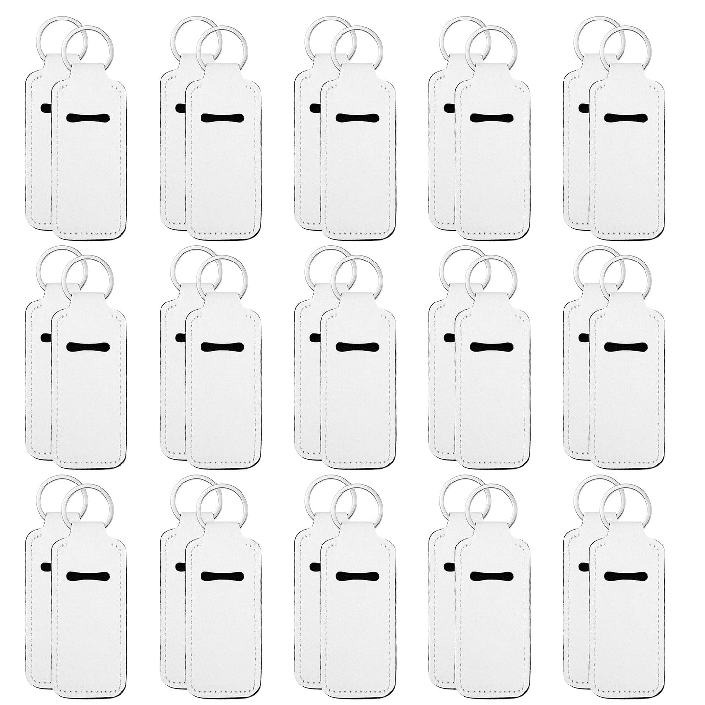 Telooco 30 PCS Sublimation Chapstick Keychain Holder Blanks Bulk Neoprene Lip Balm Holder Neoprene Clip-on Sleeve Sublimation Lipstick Protective Cases for Women DIY Ornament Crafts Supplies