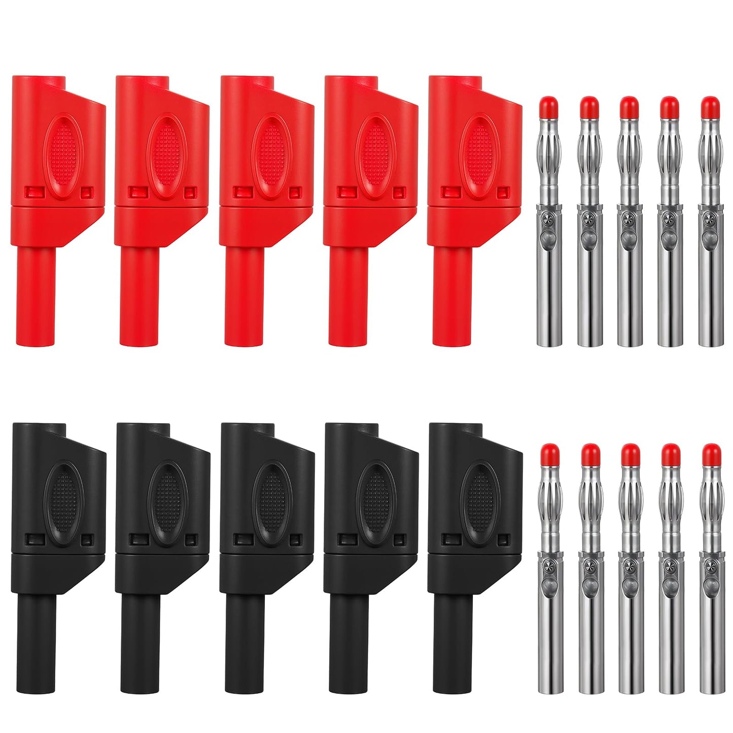 10Sets 4mm Banana Plug Connectors Stackable Banana Plugs Insulated Safety Fully Insulated Multimeter Test Leads Banana Plugs Adapter with Banana Jack Socket