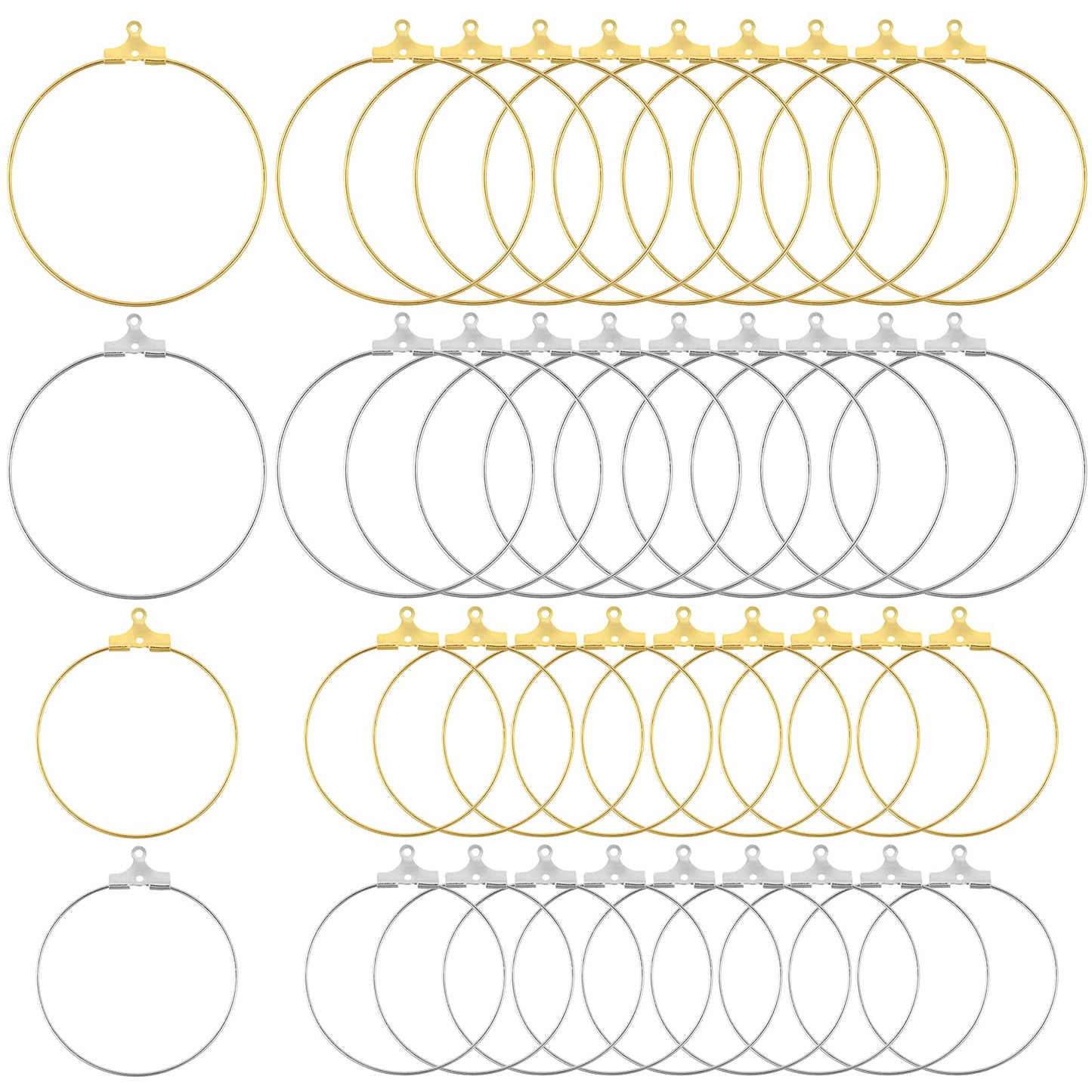 DIVINA VITAE 40PCS Beading Earring Hoop for Jewelry Making Earring Finding Hoop Open Beading Hoops Round Earring Supplies for Jewelry Making DIY Craft Kit