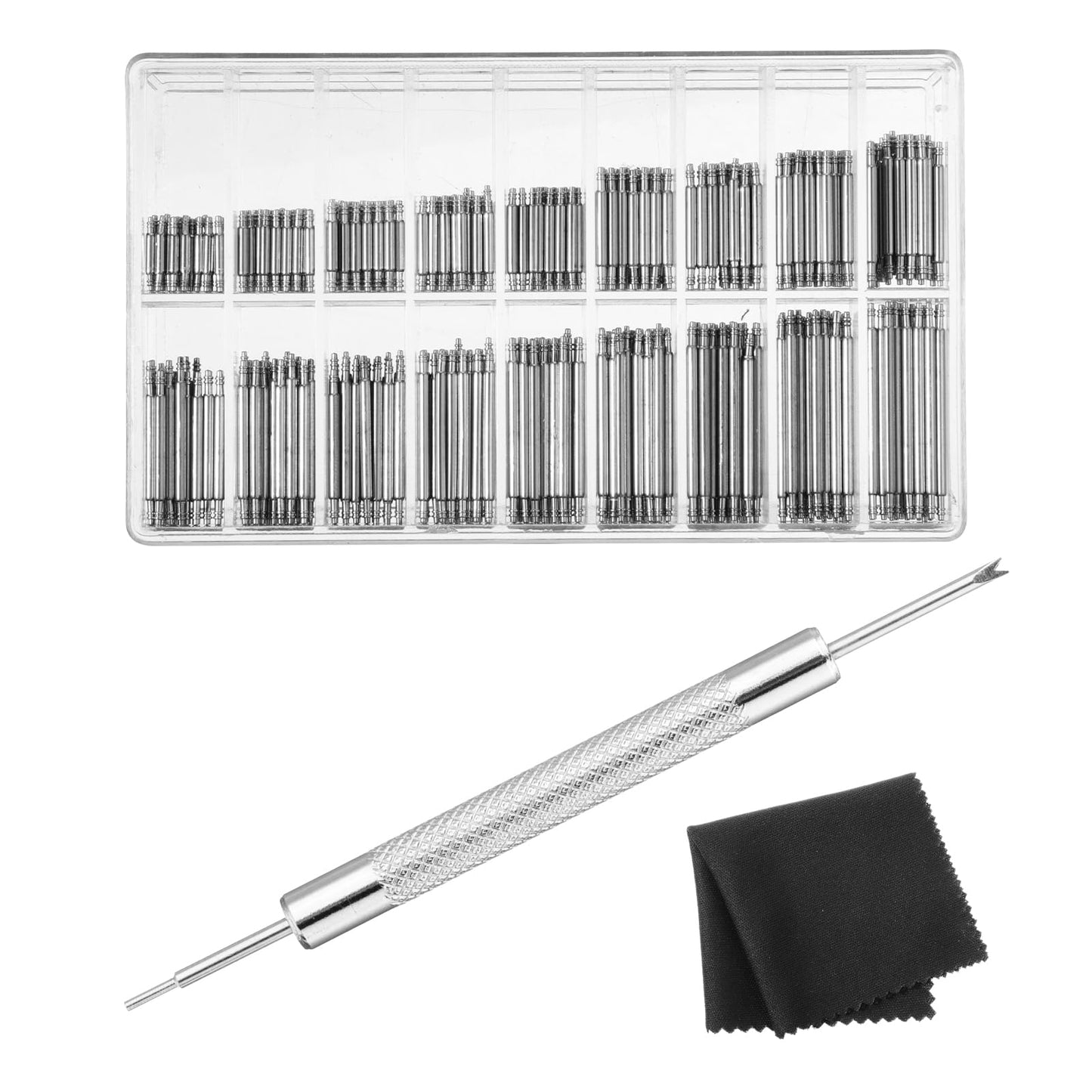DIVINA VITAE Watch Link Removal Tool Kit with Spring Bar Tool, 360Pcs Diameter 1.4mm Watch Band Pins, Watch Band Tool for Watch Strap Adjustment Repair and Band Removal(Length 14-25mm)