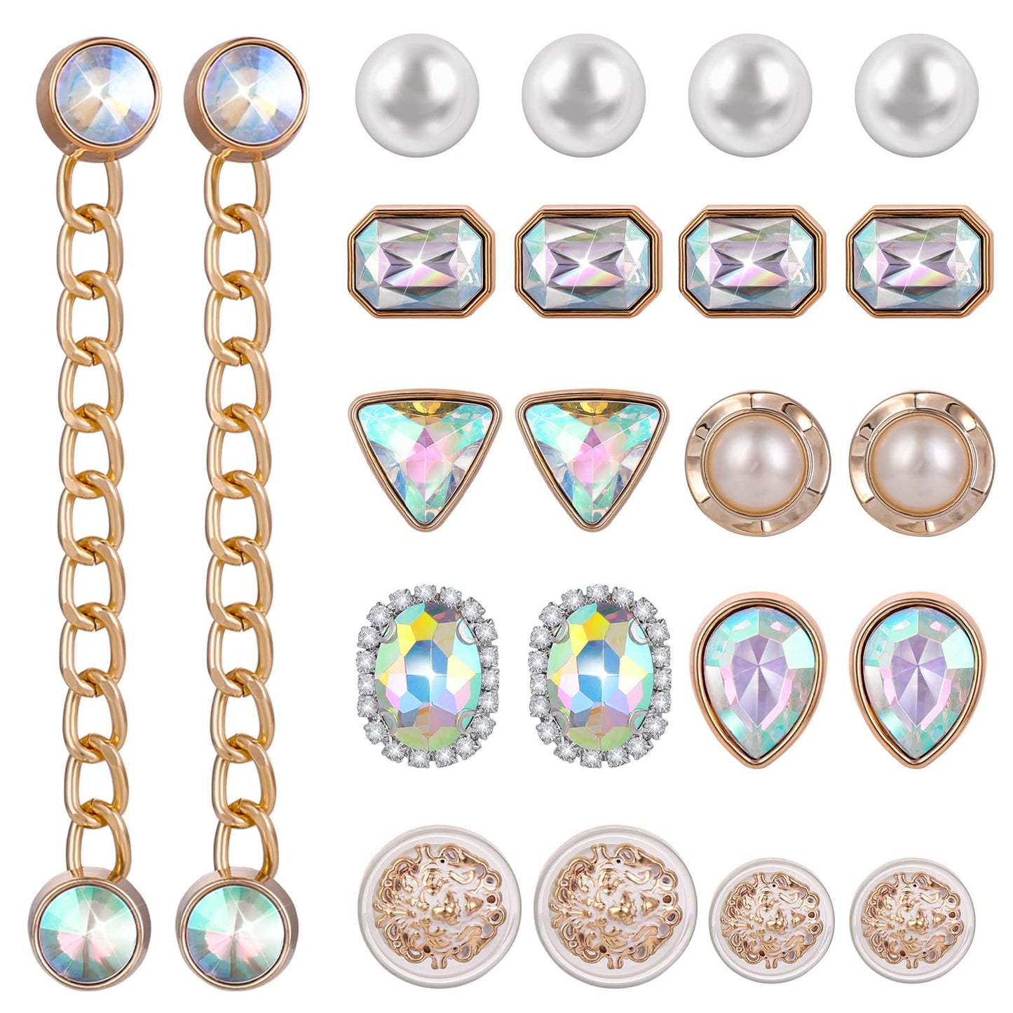 Lusofie 24 PCS Shoe Decoration Charms Shoe Charms Bling Crystal Diamond Charms DIY Shoes Pins for Boy Girl Teens Men Women and Adults for Women Pearl Jewelry Charms Wristband