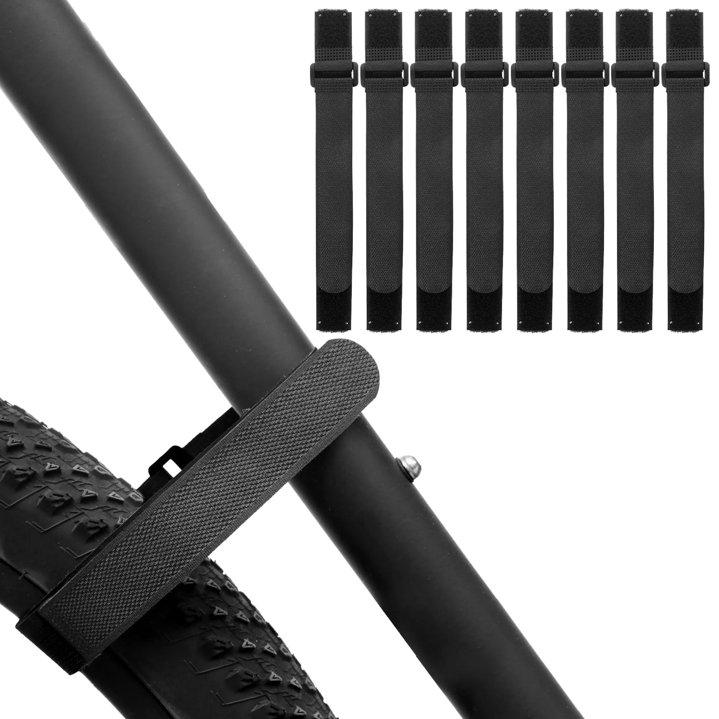 Bike Rack Straps 8 Pcs Reusable Bike Wheel Strap Adjustable Bikes Wheel Stabilizer Tie Down Straps,Bikes Strap for Rack Car and Wall Mount(Black)