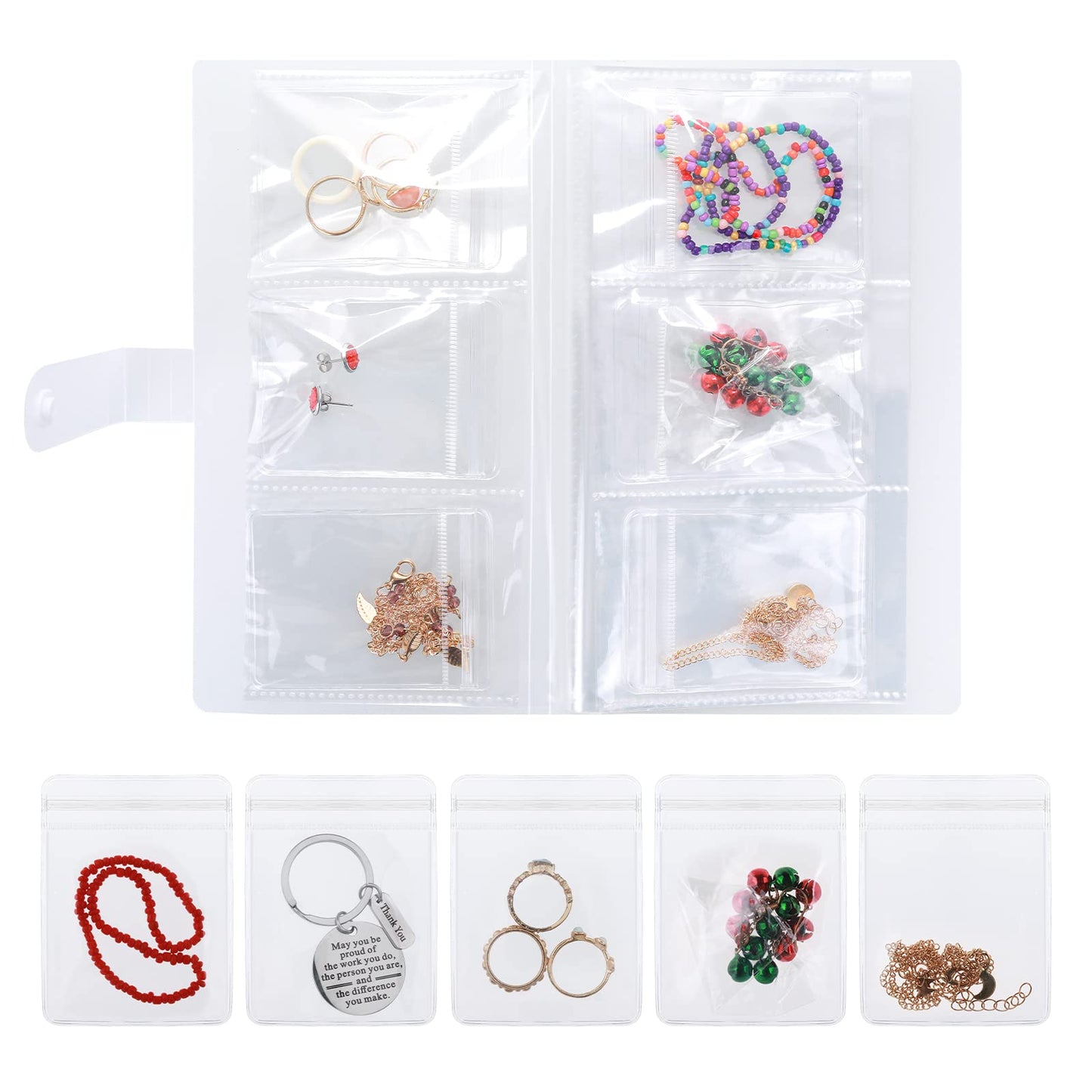 Yolev Jewelry Organizer Travel Earring Case Box Transparent Jewelry Storage Book for Rings, Necklace, Bracelets, Stud, and Earrings