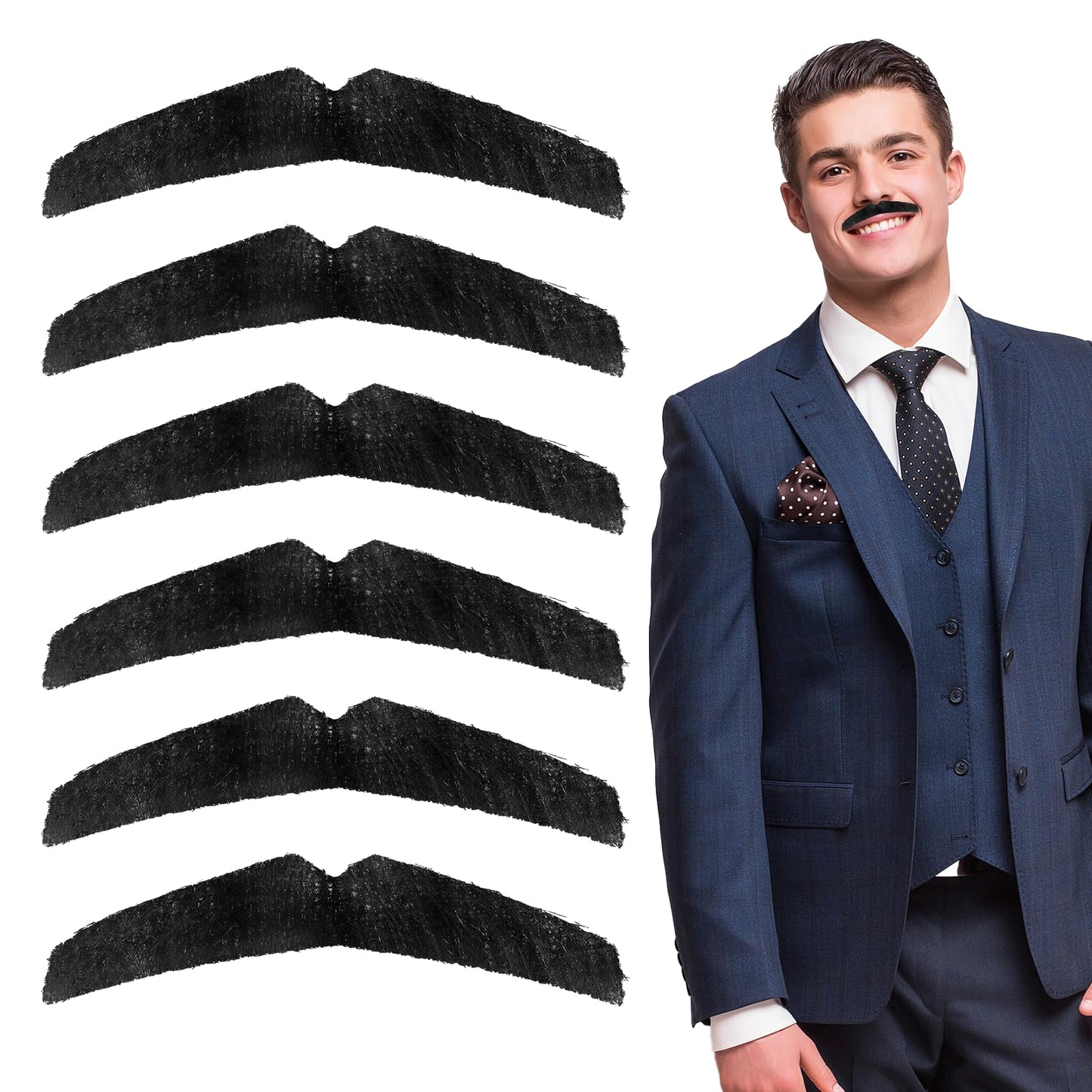 Tucnoeu 6pcs Moustache for Sticking, Artificial Fake Beard