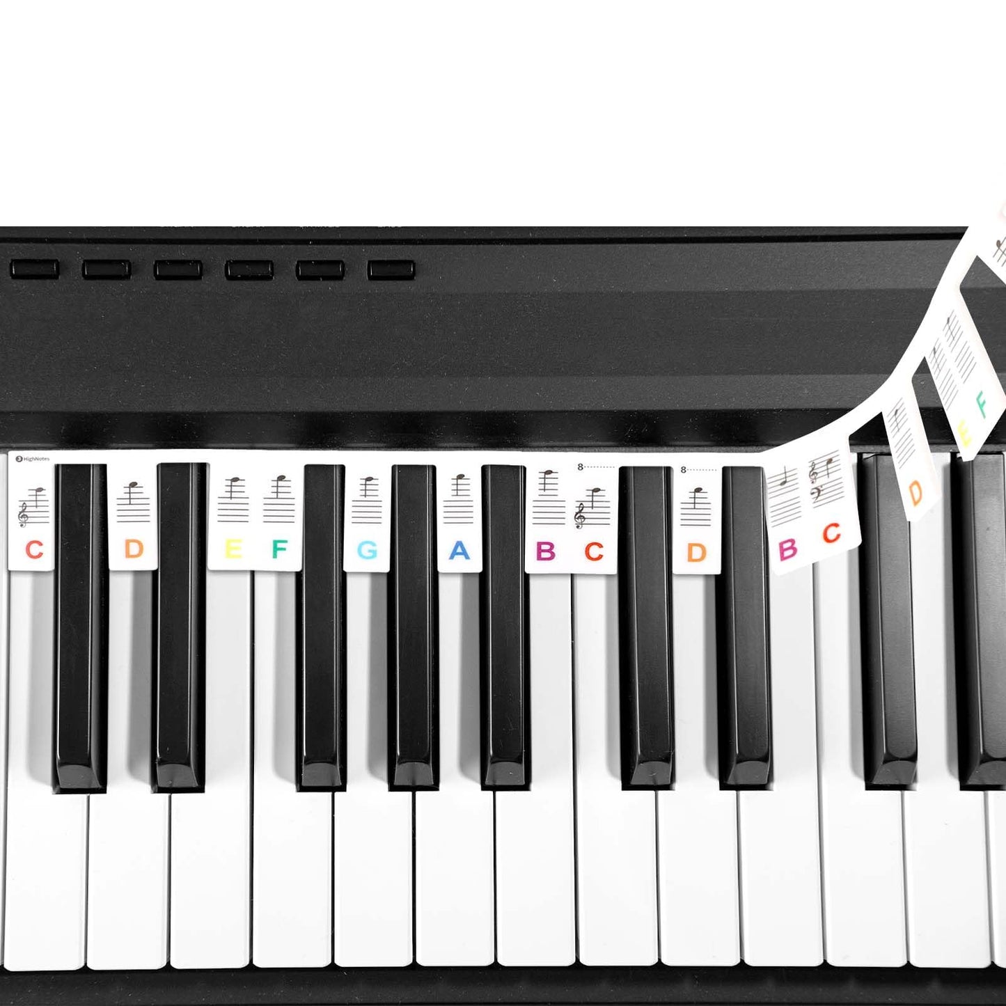 Piano Keyboard Stickers 88 Keys Removable Piano Key Labels Keyboard Piano for Beginners 88 Key Silicone Piano Accessories Piano Notes Guide Key Labels Keyboard Letter Stickers Colorful