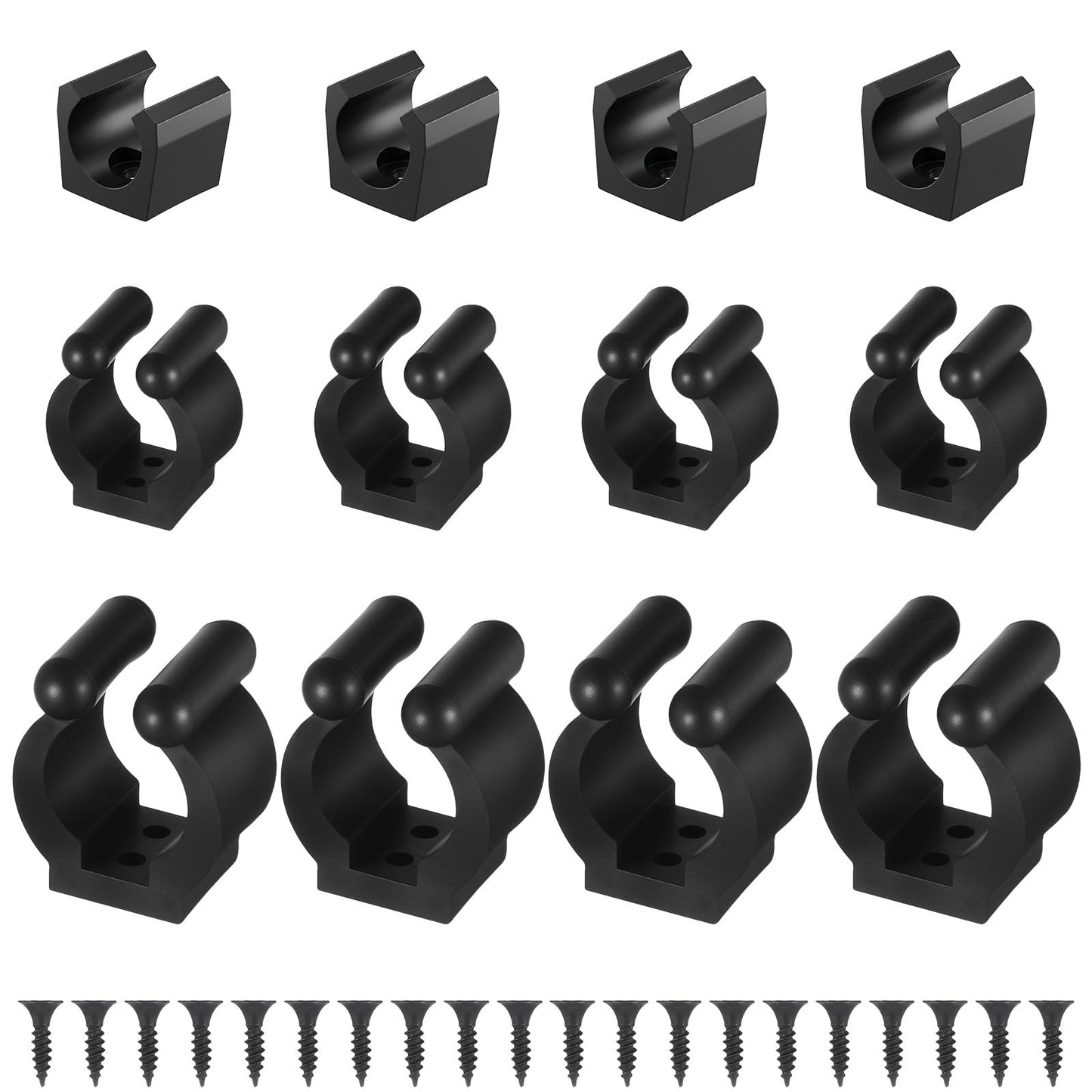Fiyooau 12 Pieces Pool Cue Holder Clips with Screws - 3 Sizes Billiards Snooker Cue Holder Clamps - Fishing Rod Clips for Pool Cues Rack Fishing Pole Storage Locating Supplies