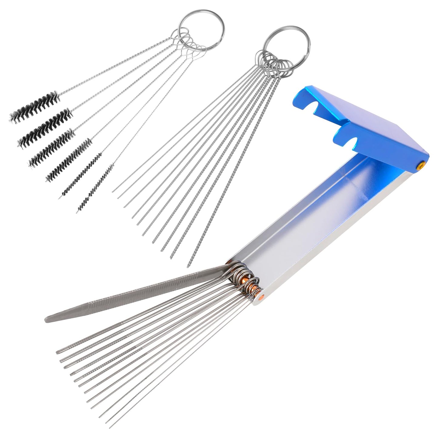 Carburetor Cleaning Kit Torch Tip Cleaner Carburetor Carbon Dirt Jet Remove Cleaner, 5 Nylon Brushes + 10 Cleaning Needles + Stainless Steel 13 Cleaning Wires Set