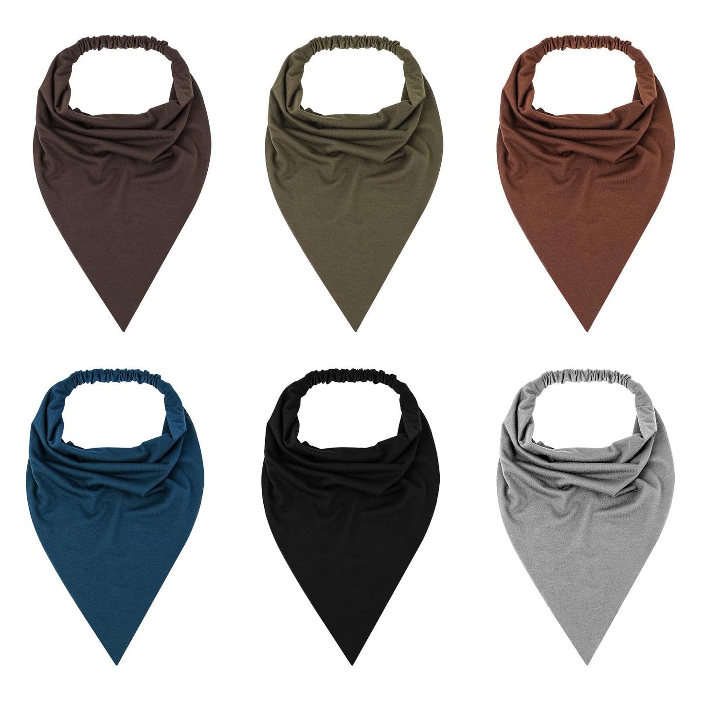 6Pcs Headbands for Women Bohemian Style Hair Bandana Non-Slip Solid Color Hair Scarf for Teenage Girls
