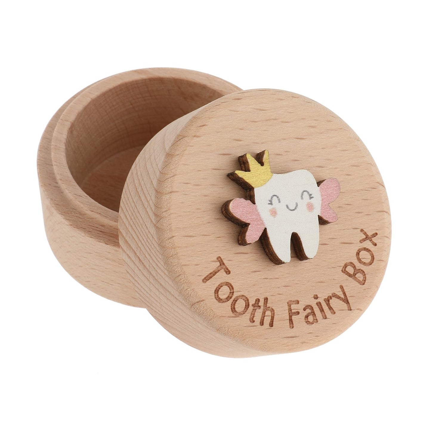 Lusofie Tooth Fairy Box 3D Carved Wooden Cute Tooth Box Lost Teeth Storage for Kids Tooth Fairy Gifts