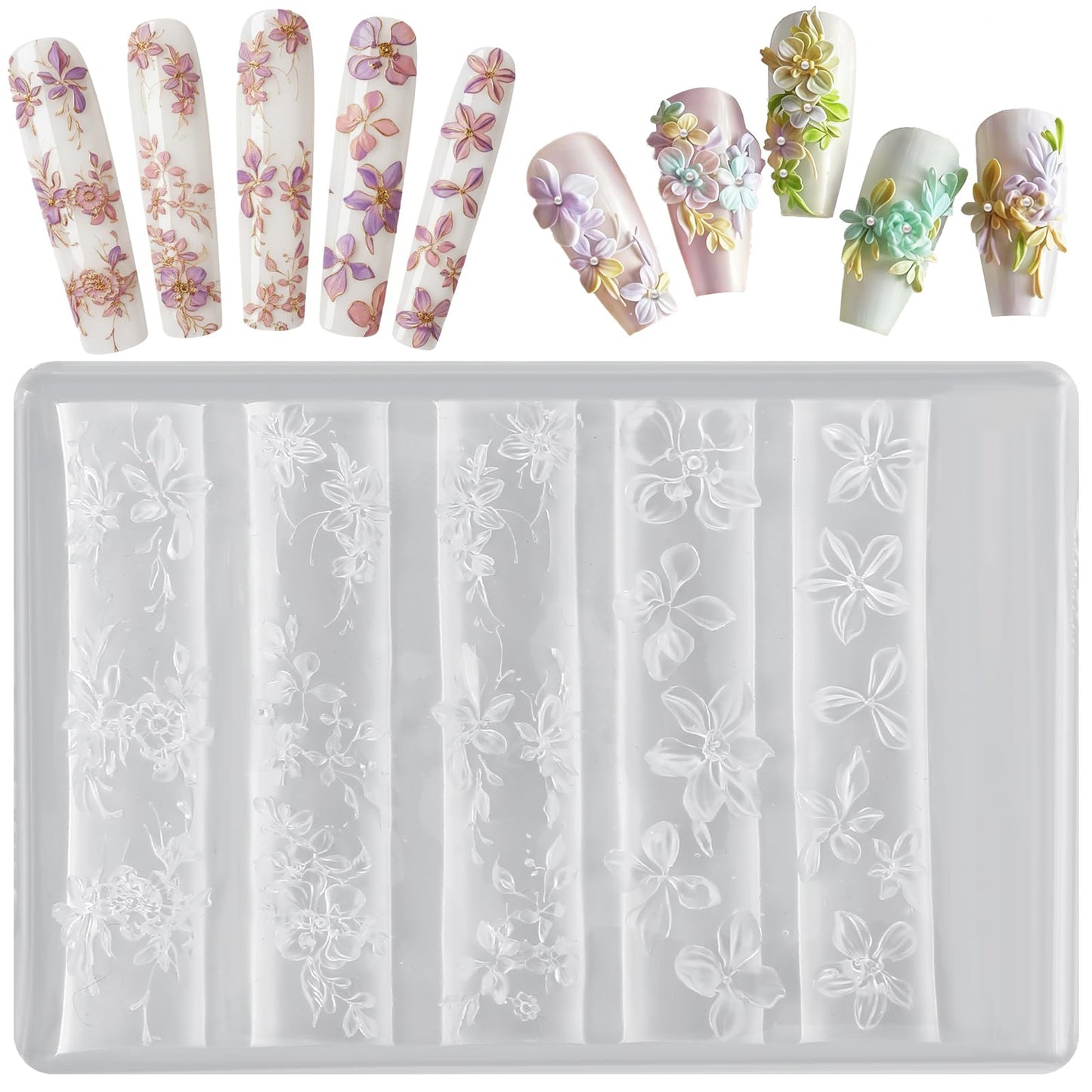 Silicone Nail Mold - 3D Flower Mold for Nails - Spring Flower Molds for Nails, Nail Art Tools for Accessories and Supplies