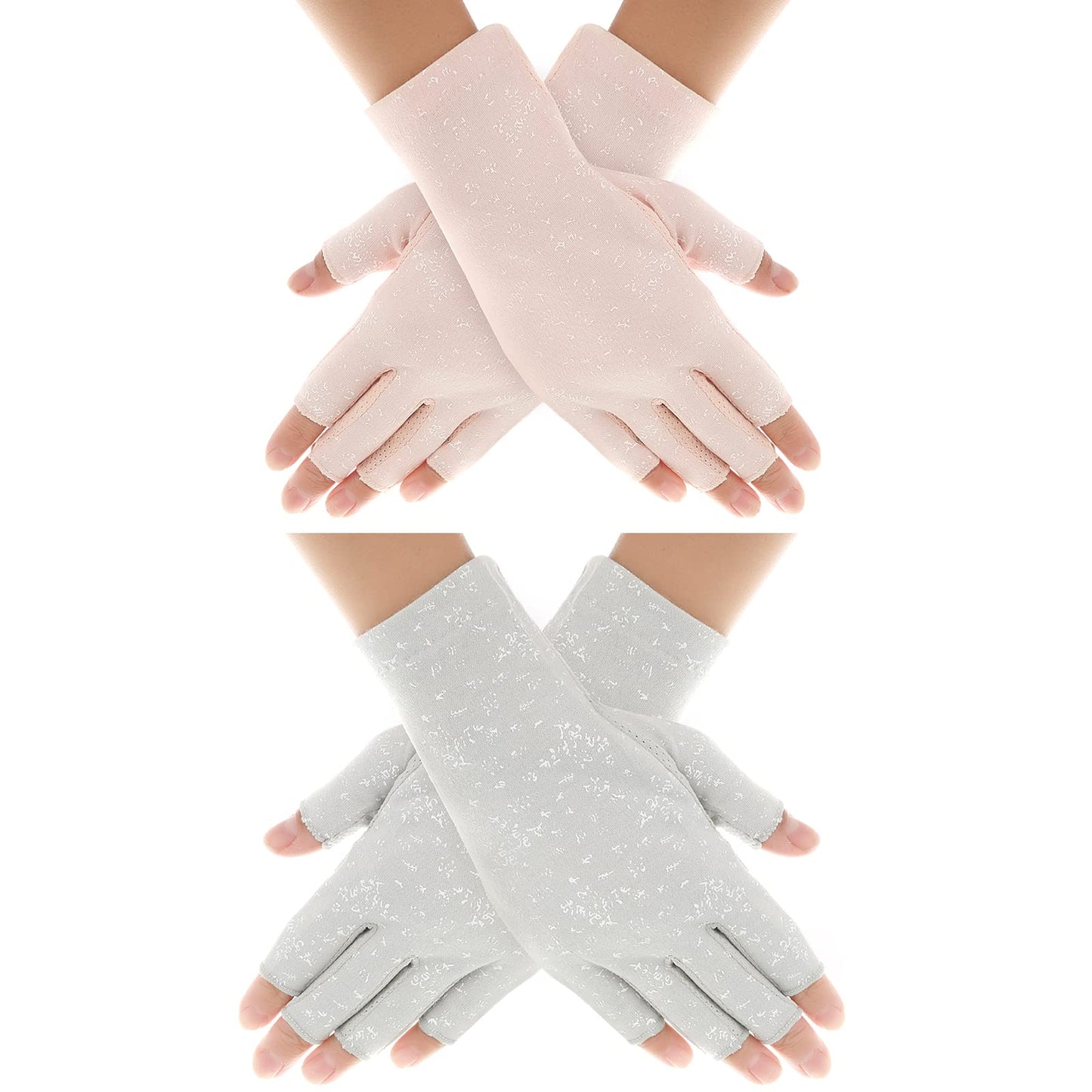 Yolev 2 Pairs Women Sunblock Fingerless Gloves Non-Skid Summer Gloves UV Skin Protection Hands Cover for Outdoor Sports Touchscreen Gloves