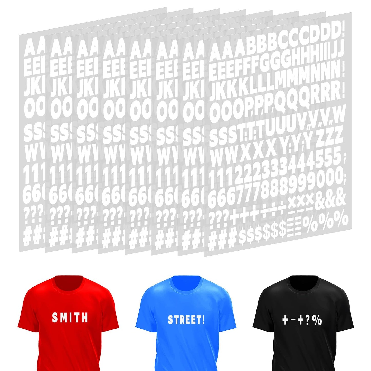 8 Sheets 1328 Pcs Iron on Letters for Fabric, Small Iron on Letters with A-Z, Vinyl Letters 1 Inch Black Heat Transfer Letters for Fabric, Clothing T-Shirt Printing DIY Craft(White)