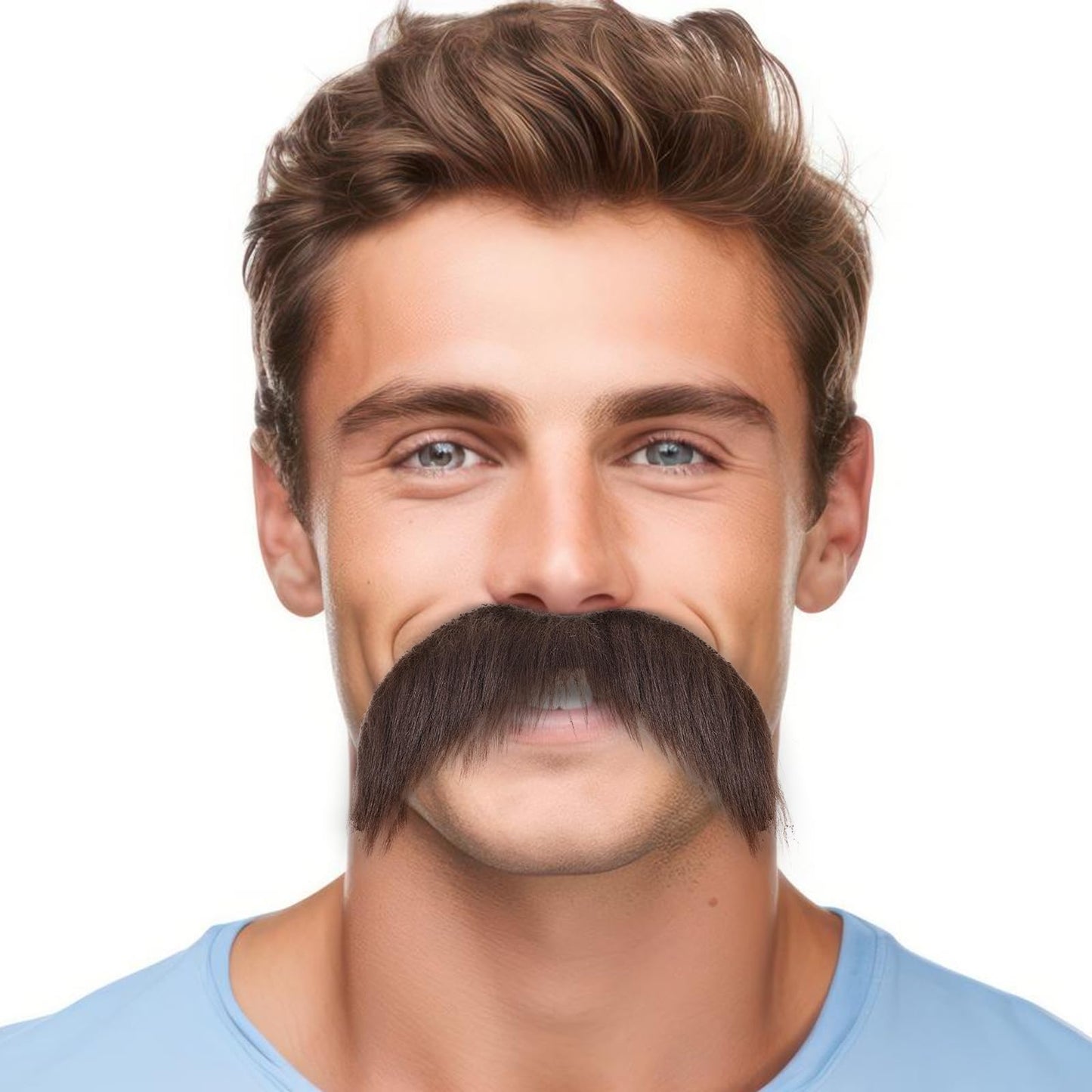 Self Adhesive Fake Mustache Realistic Fake Beard Brown Mustache Stick on Mustaches Novelty Fake Mustaches for Christmas Halloween Costume Accessory Fake Mustach for Birthday Party Mexican Performance