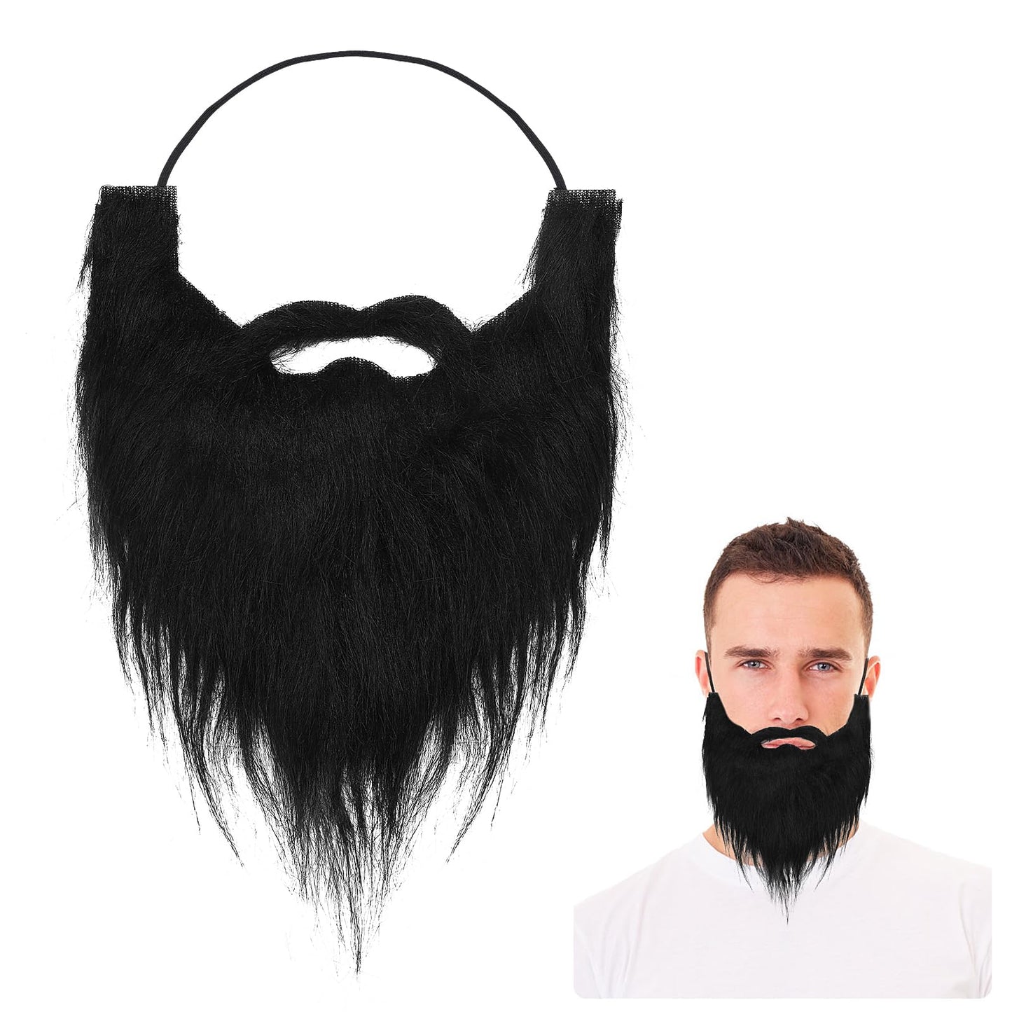 Fake Beards, Funny Beard & Mustache Black Fake Mustaches for Adults Halloween Christmas Fake Facial Hair Costume Accessories for Party Cosplay