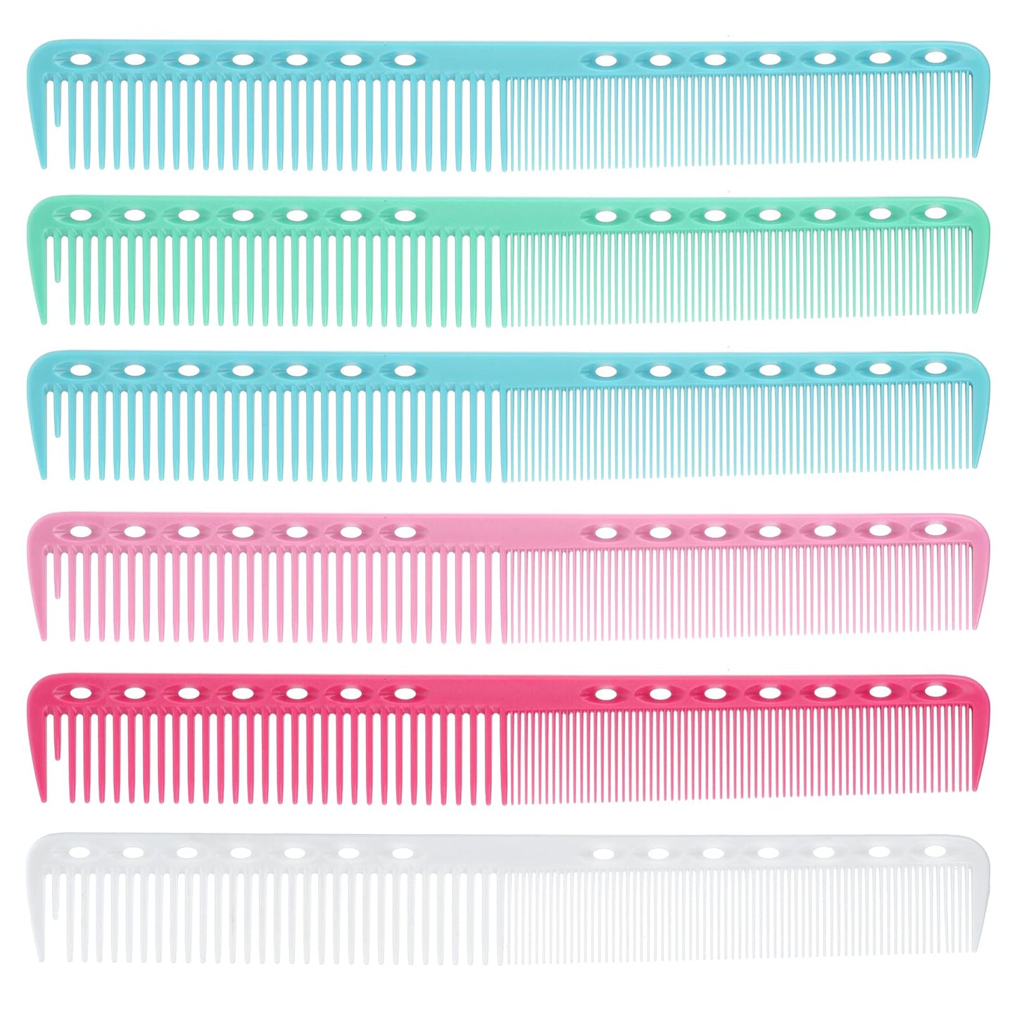 6Pcs Carbon Fiber Combs Professional Fine Tooth Comb Heat Resistant Comb Salon Hair Combs for Woman and Man(Blue, Green, White, Pink, Rose Red, Purple)