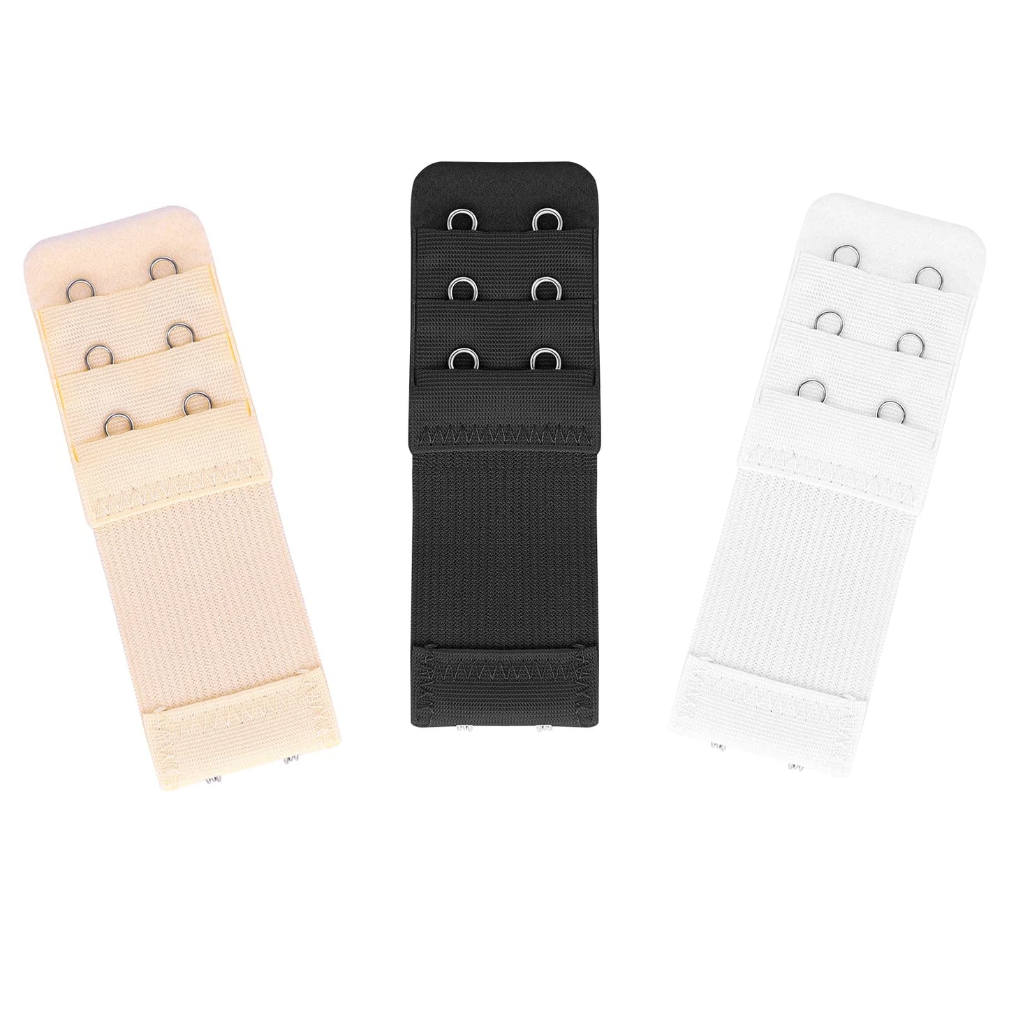 Yolev 3 Pieces Women's Bra Extenders 2 Hooks 3 Rows Women's Stretchy Bra Extension Strap Elastic Bra Band