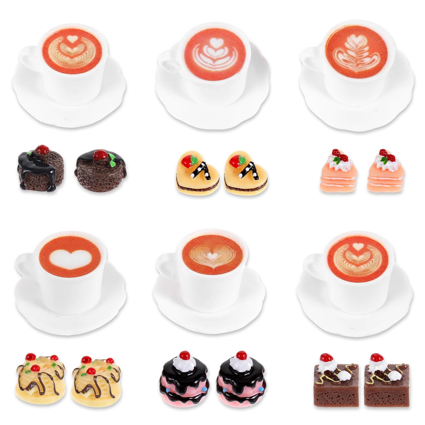 Dollhouse Food 18 Pcs Miniature Dollhouse Accessories 1/12 Miniature Food Kitchen Decoration Sets 1:12 Coffee Mugs Cakes Dessert Model