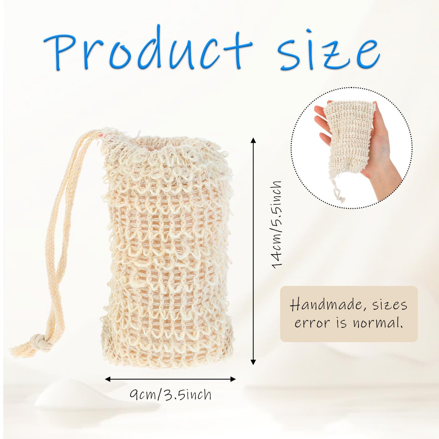7Pack Mesh Soap Bag Natural Sisal Soap Saver Bag Exfoliating Soap Bag with Drawstring, Hand Made Soap Pouch Travel Soap Bag for Shower Soap Foaming Drying