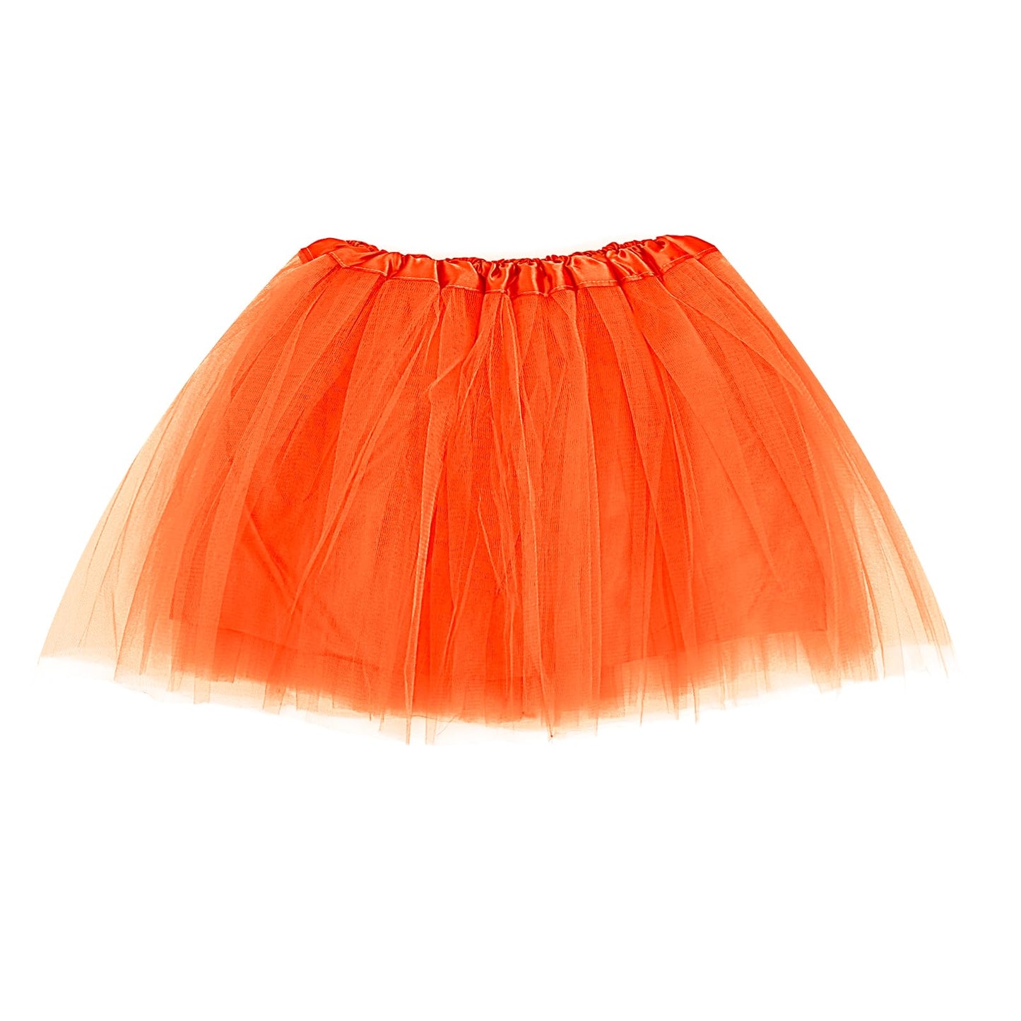 Tutu Skirt for Women 3 Layered Tulle Skirt with Lining Elastic Waist Mesh Skirt For Dress-up Dancing Halloween Party Costume(Orange)