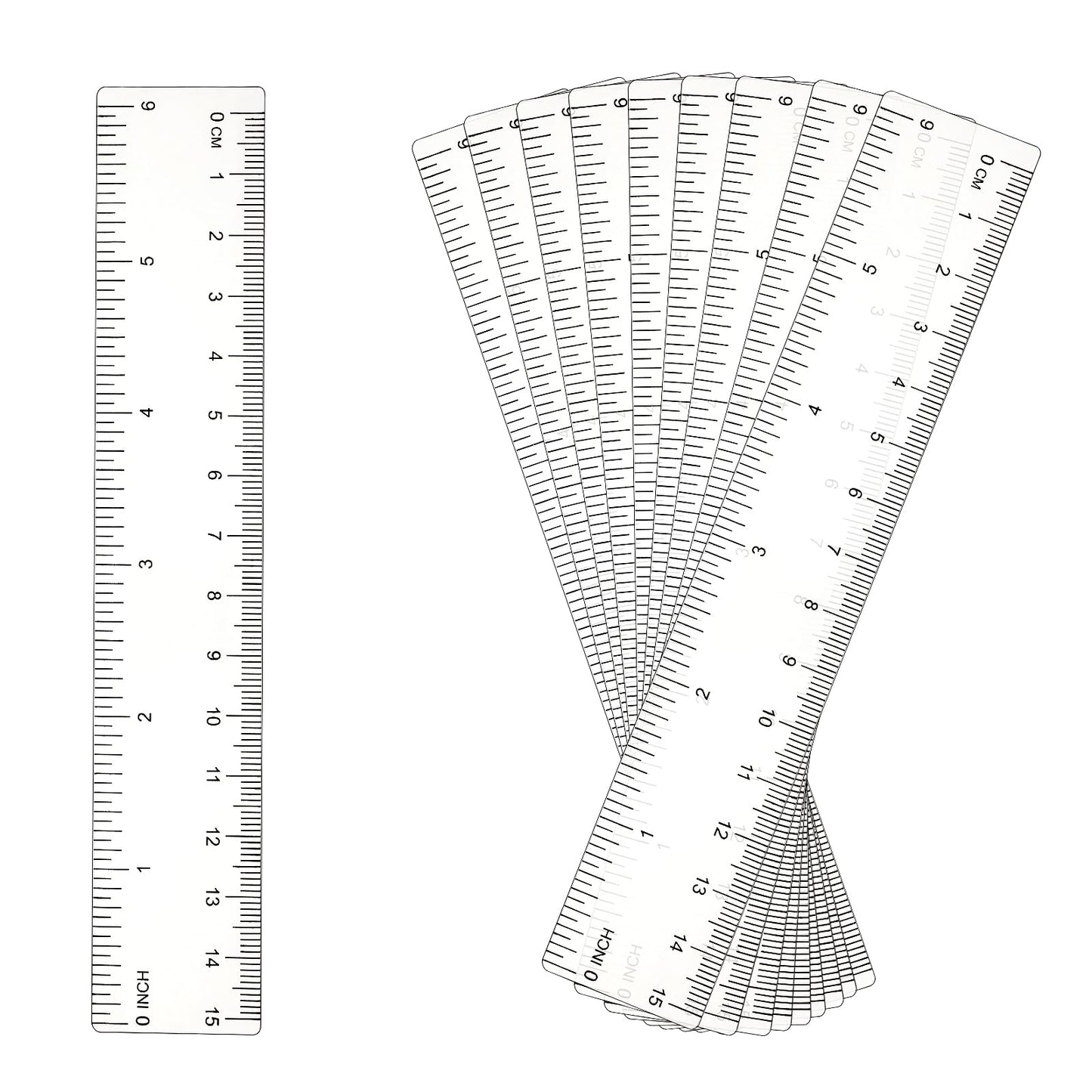 10pcs 6 Inch Clear Ruler Plastic Ruler with Inches Ruler Measuring Tool for Student School Office