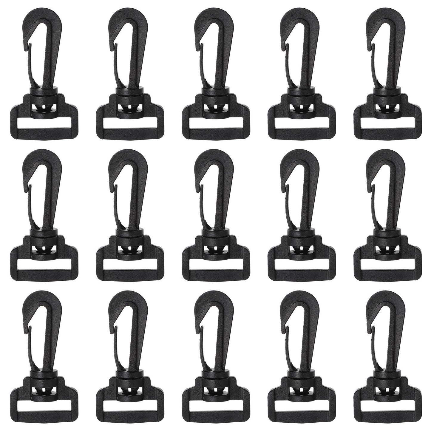 DIVINA VITAE 15Pcs Plastic Clips for Straps, 1 Inch Swivel Hook Nylon Webbing Hook Clip Plastic Clip for Repair Or Replace Damaged Hooks