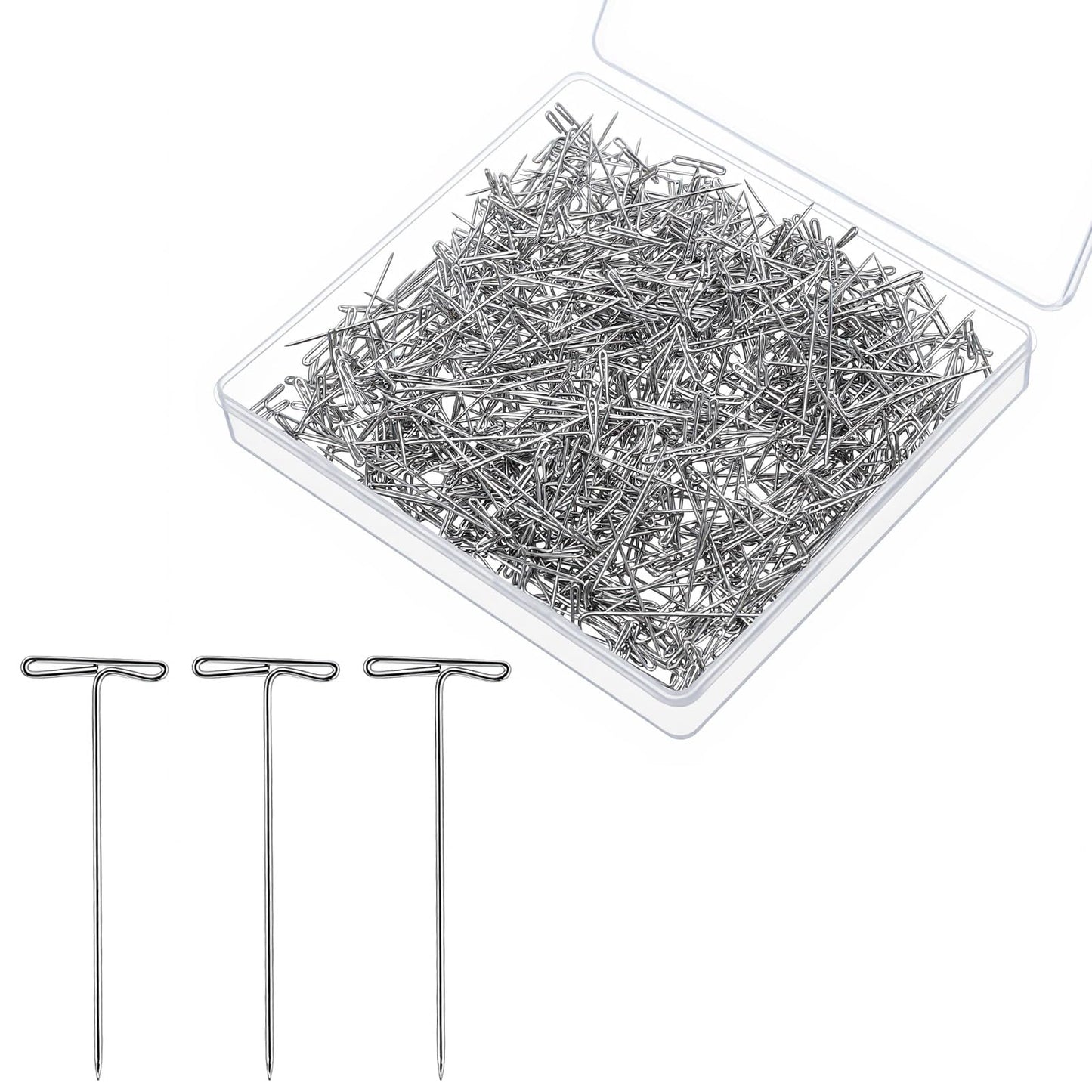 500pack T Pins,1.5 Inch Wig Pins for Mannequin Head,Tainless Steel T Shape Sewing Pin for Jewelry Wig Making Picture Hanging DIY Crafts Supplies