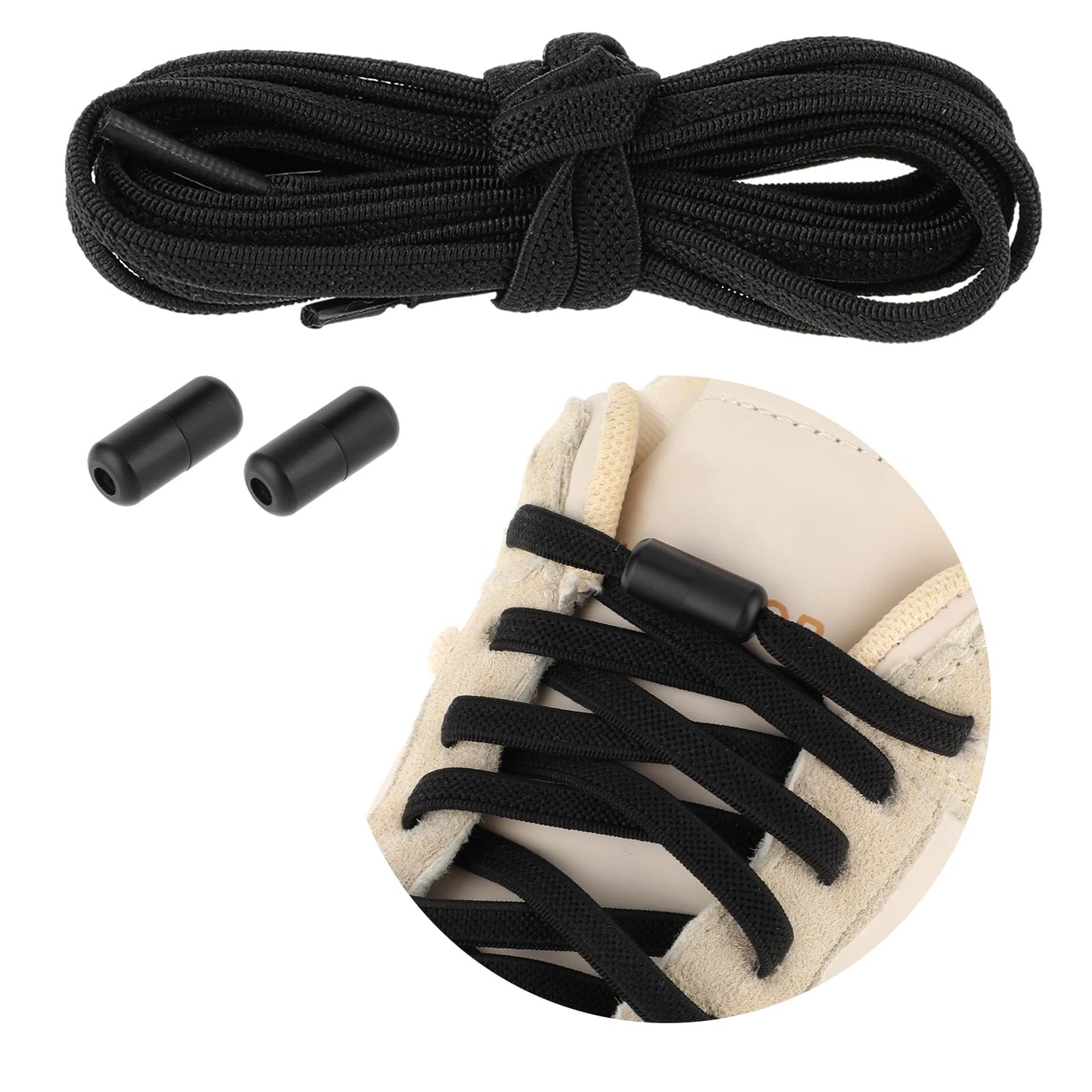 Elastic Laces for Trainers No Tie Shoe Laces with Metal Buckles Flat Shoe Laces for All Kids and Adults Tieless Shoelaces Adjustable Boot Laces Shoe Stretch for School Walking Hiking Formal Shoes