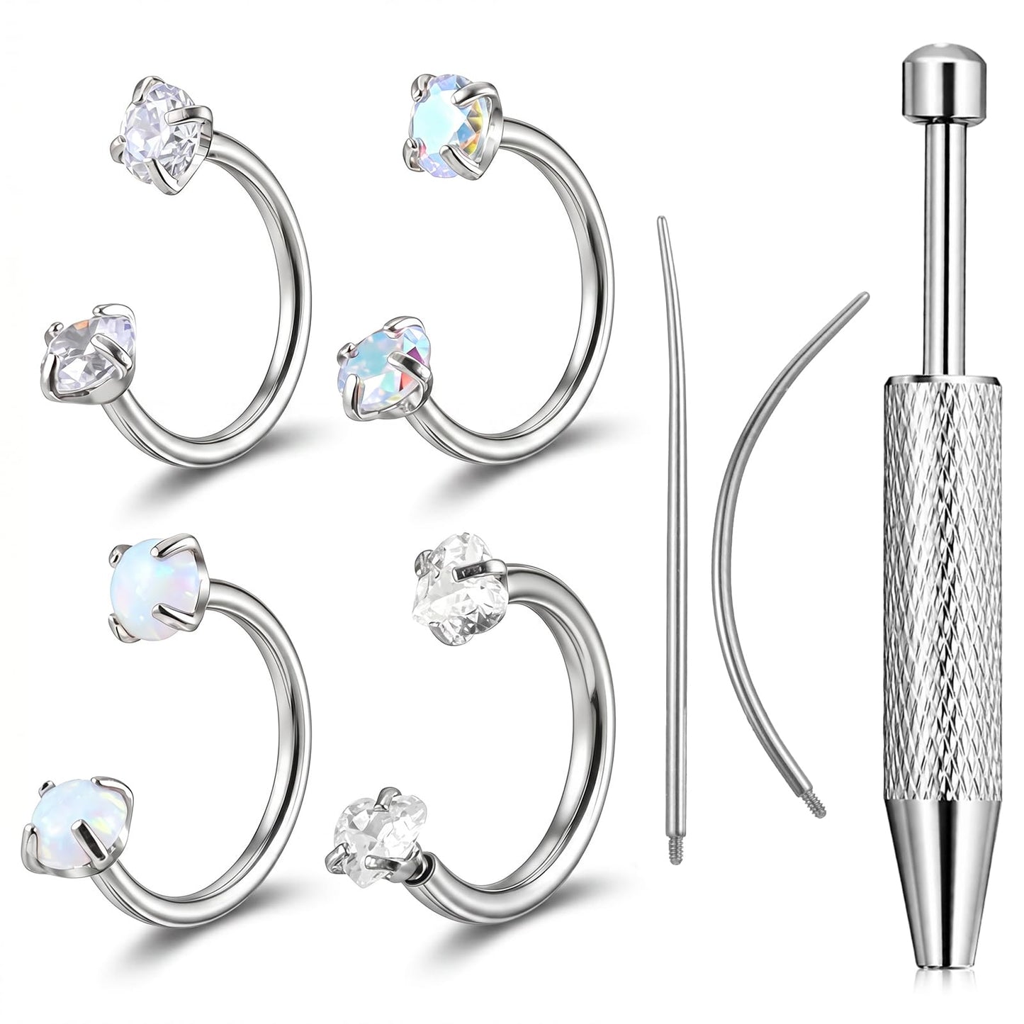 Tucnoeu 18G Horseshoe Nose Rings for Women, Surgical Steel Nose Ring