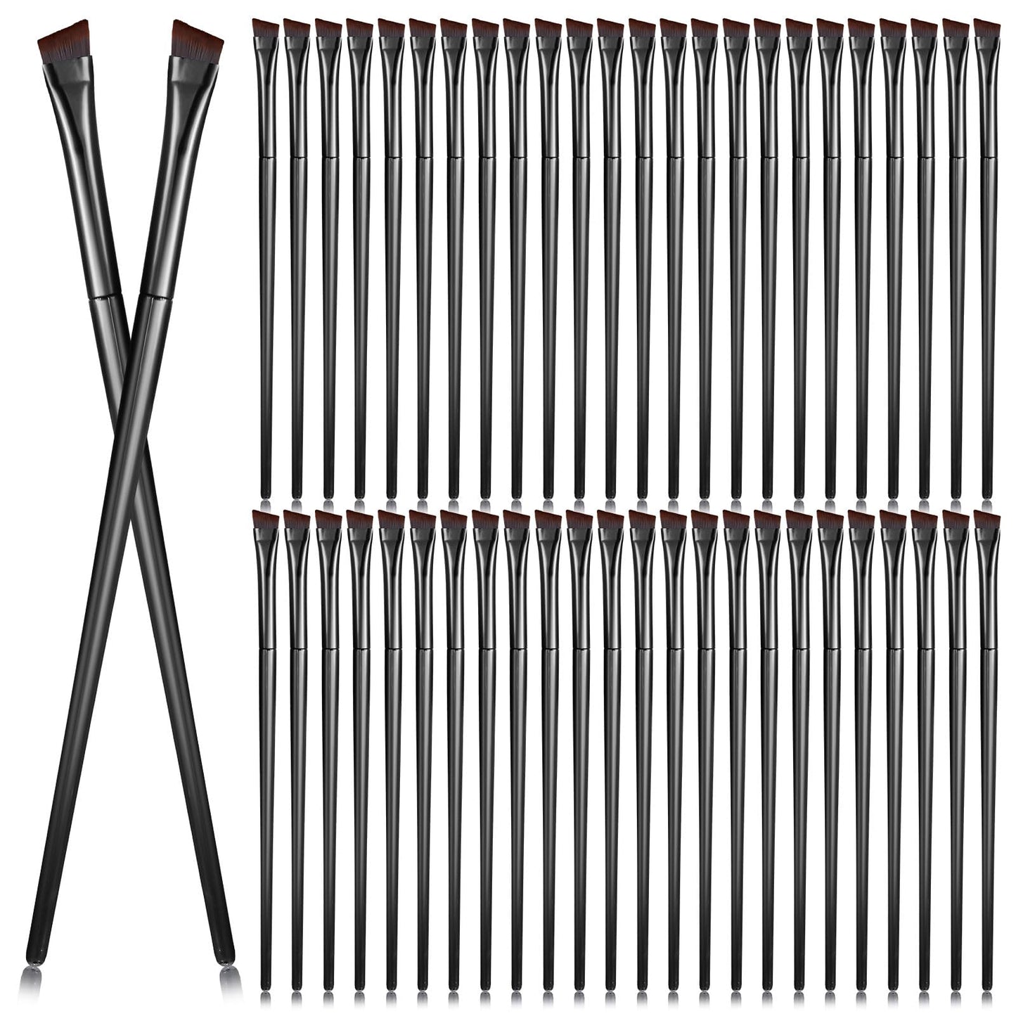 Lusofie 50pcs Angled Concealer Brush Disposable Brush Set Make Up Exquisite Eyebrow Brush Eye Makeup for Women Girls(Black)