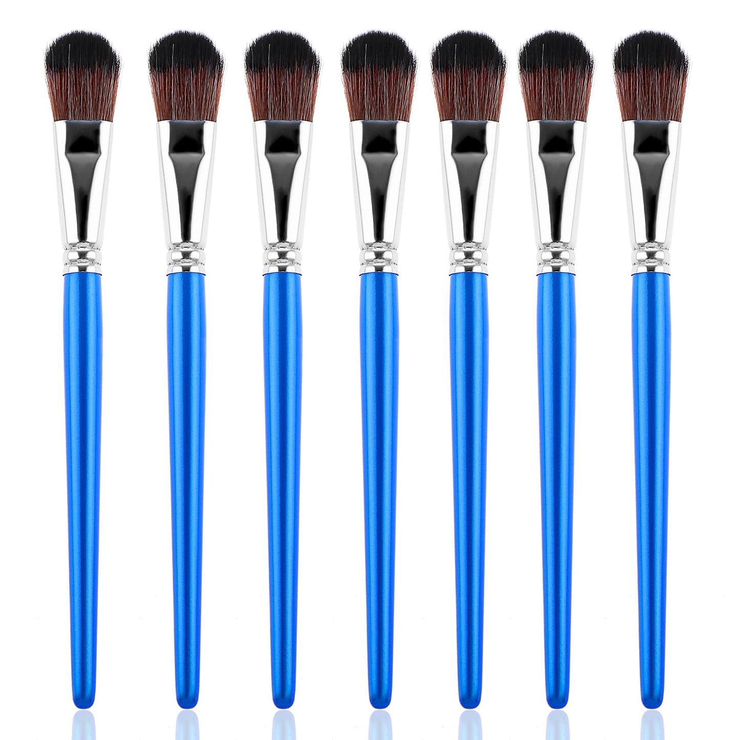 Lusofie 8Pcs Mop Brush for Acrylic Painting 1 Inch Oval Blending Mop Brushes with Wooden Handle Oil Paint Brushes Art Paintbrush Set for Acrylic, Watercolor, Face, Body Art Painting