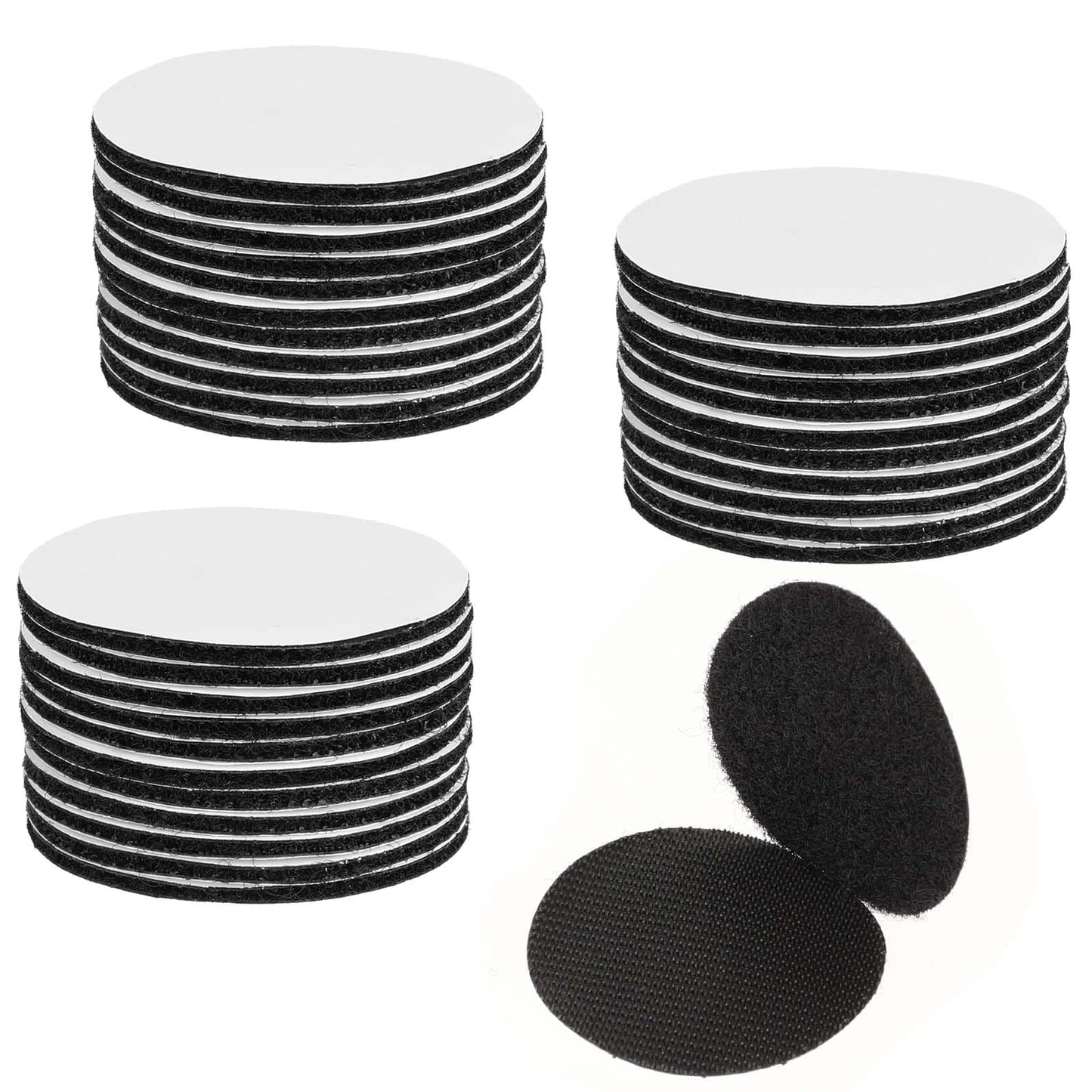 Lusofie 20pcs Round Adhesive Nylon Dots, Black, Diameter 2 Inch, for Fixing Items, School Projects, Home and Office Organization