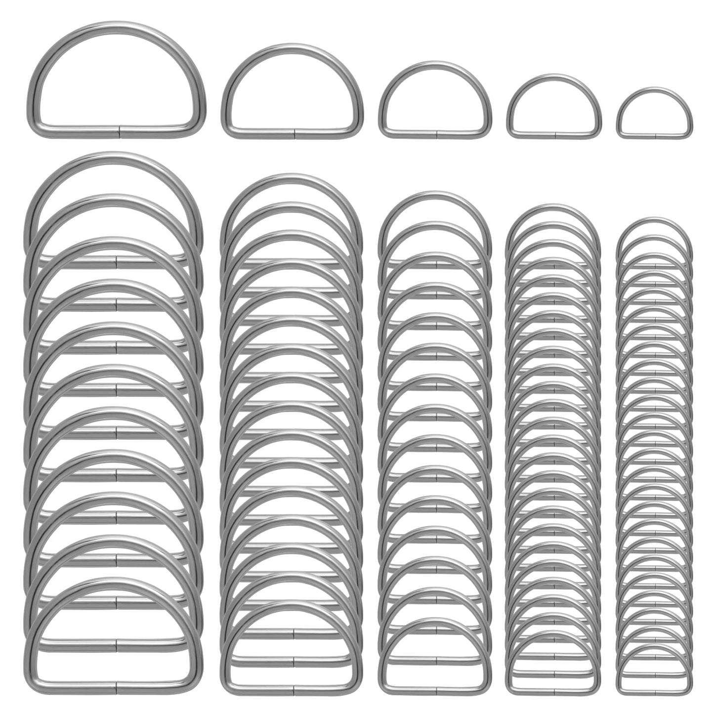DIVINA VITAE 90 Pcs Metal D Rings Multi-Purpose D Ring Silver Small D Ring Buckle Clips for Hardware Bags Ring Hand DIY Accessories