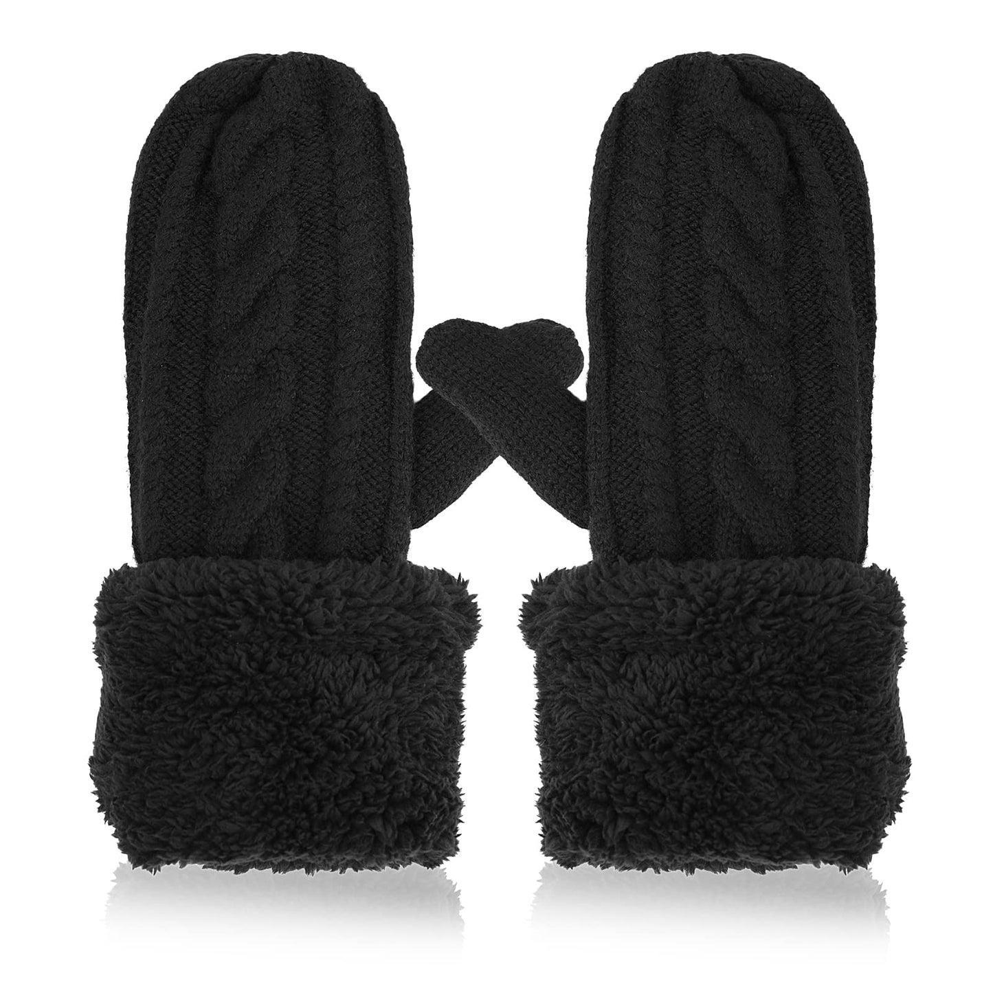 Women's Winter Thermal Mittens Thick Fleeced Lined Warm Mittens Gloves Warm Knitted Gloves for Cold Weather