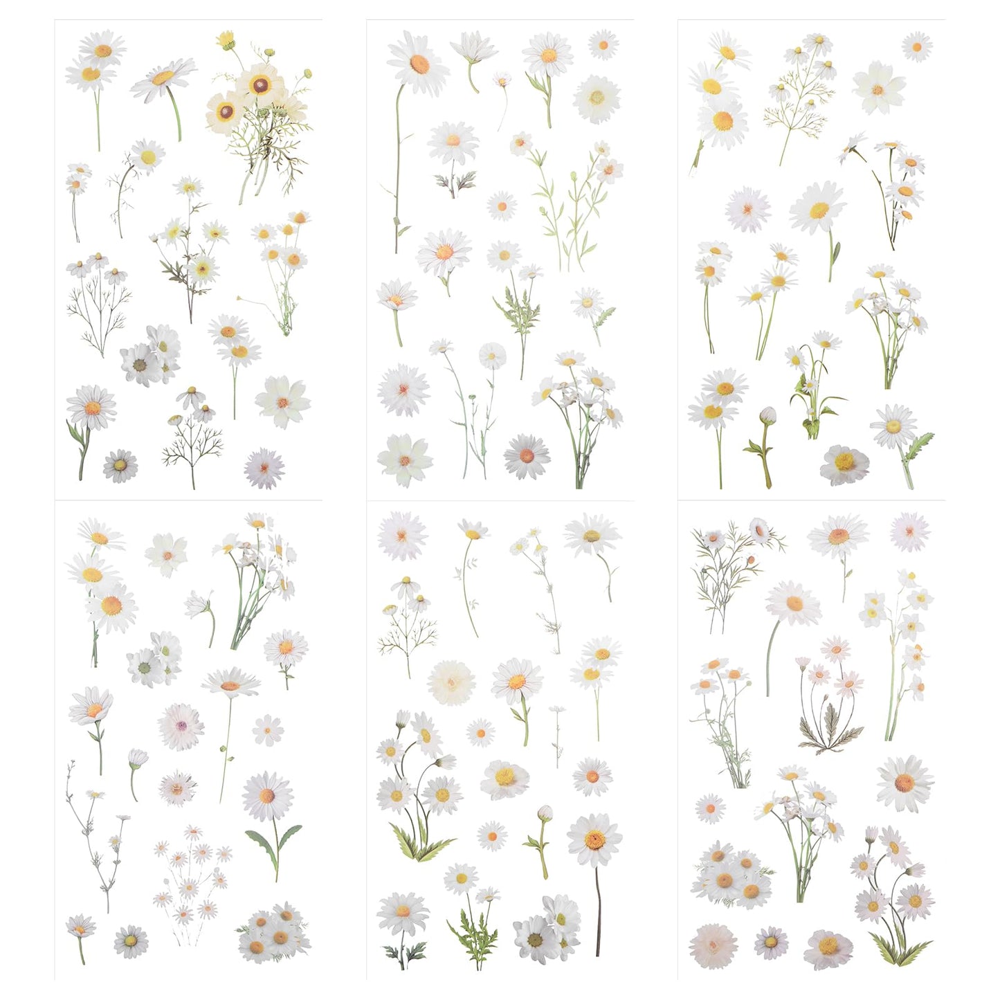 Daisy Stickers, 24pcs Transparent Flower Stickers for Scrapbooking,Notebooks Card Making Journaling Water Bottle Poster Decoration